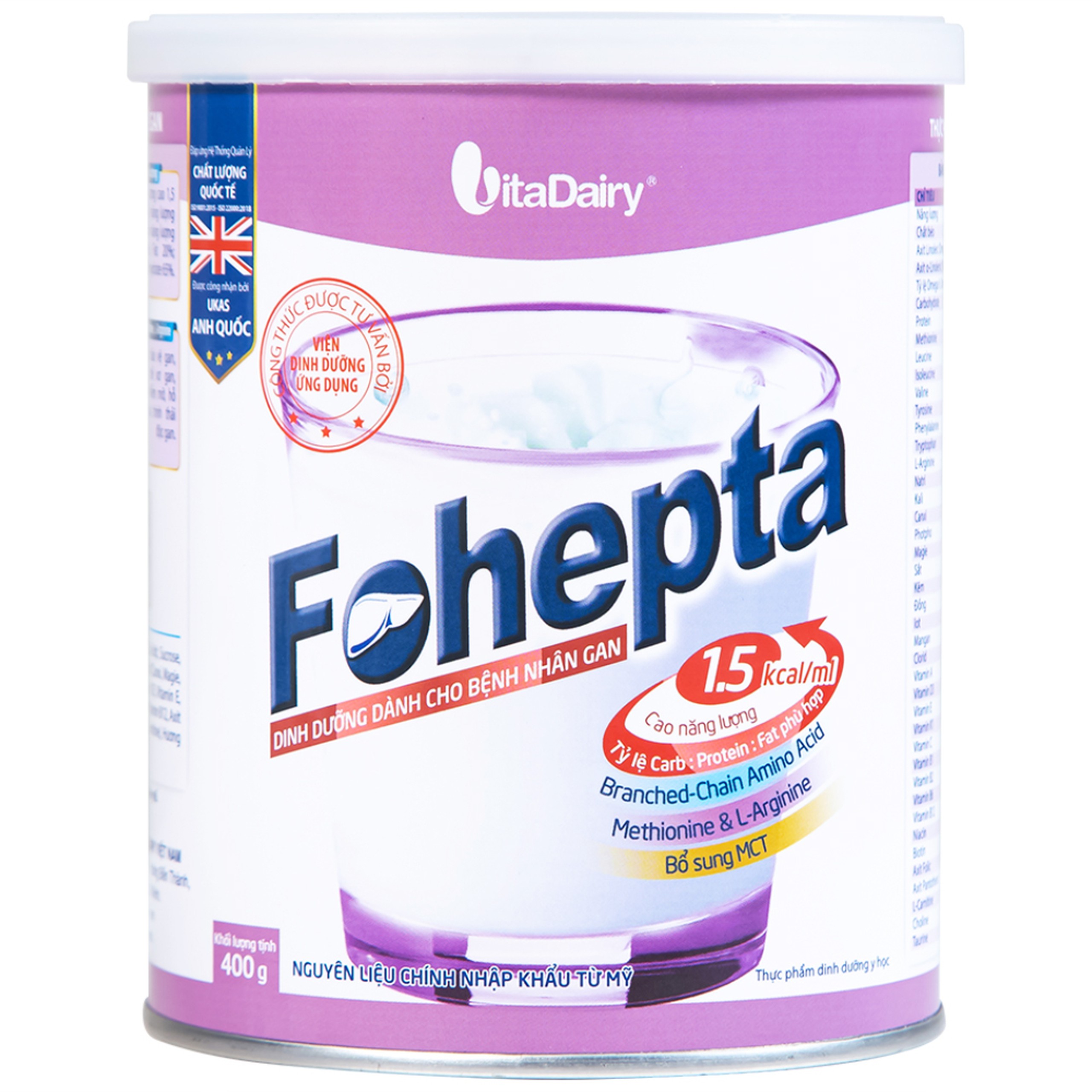 Sữa bột Fohepta Vitadairy dinh dưỡng dành cho bệnh nhân gan (400g)