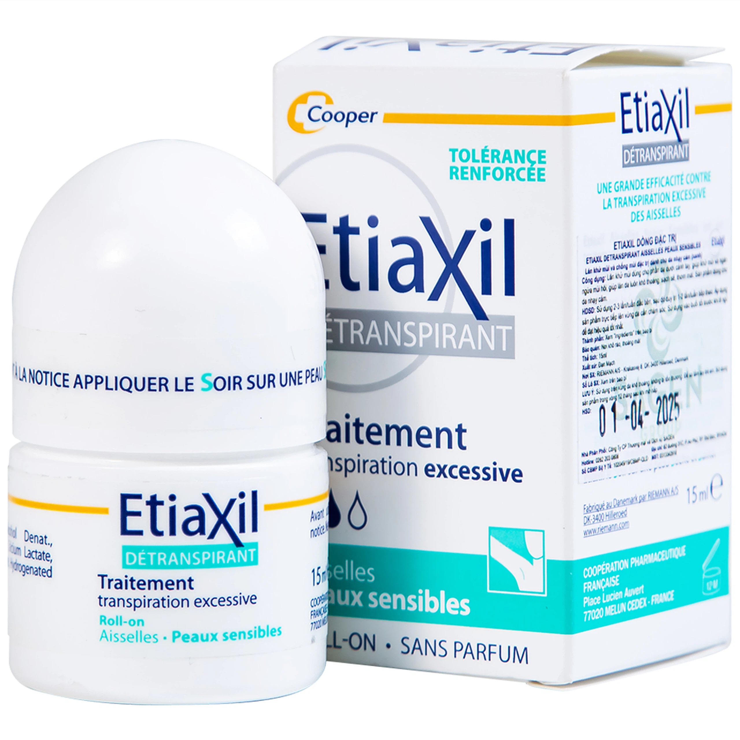 Lăn khử mùi EtiaXil Detranspirant Aisselles Peaux Sensibles chống mùi đặc trị dành cho da nhạy cảm (15ml)