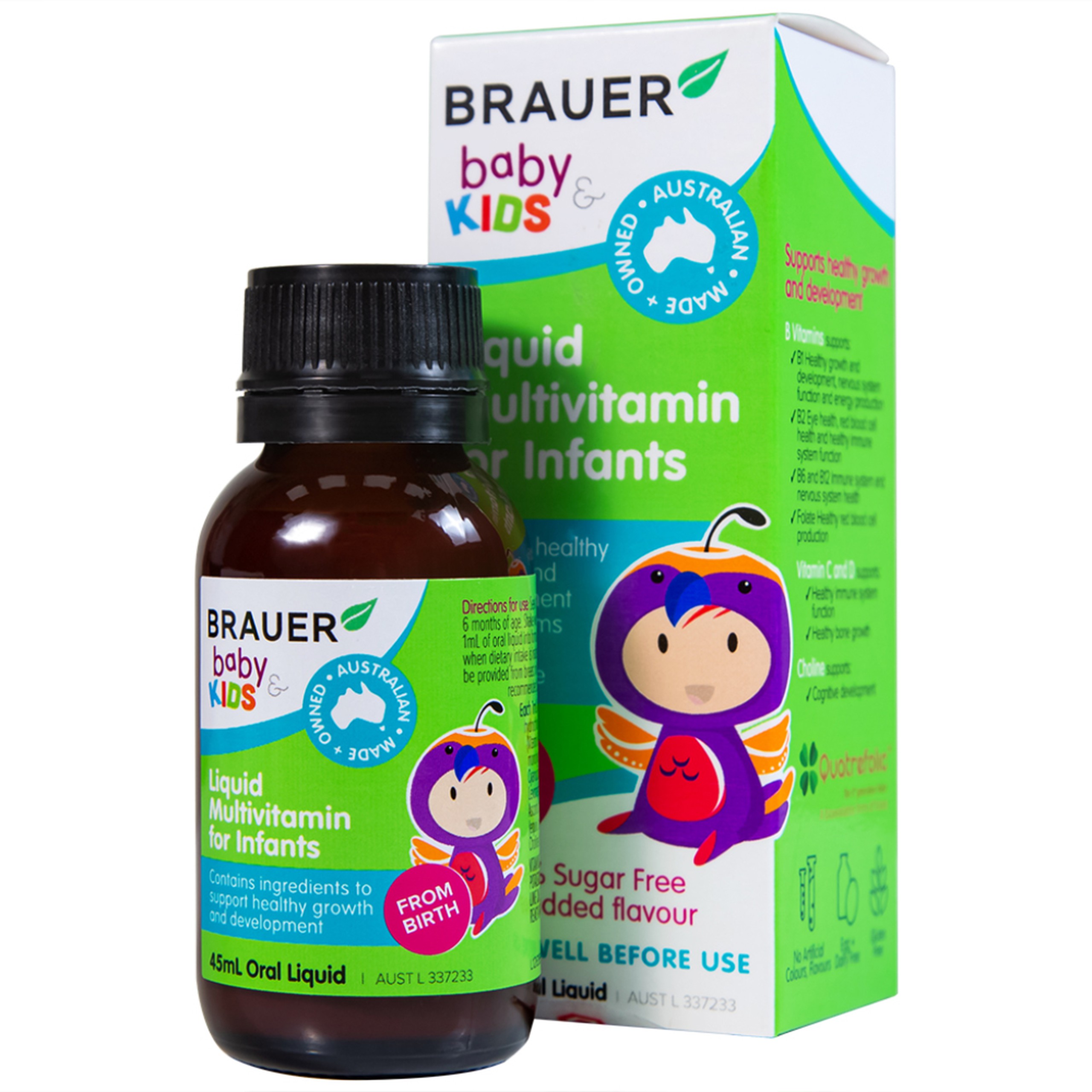 Siro Brauer Baby & Kids Liquid Multivitamin For Infants bổ sung vitamin tăng cường sức khỏe (45ml)