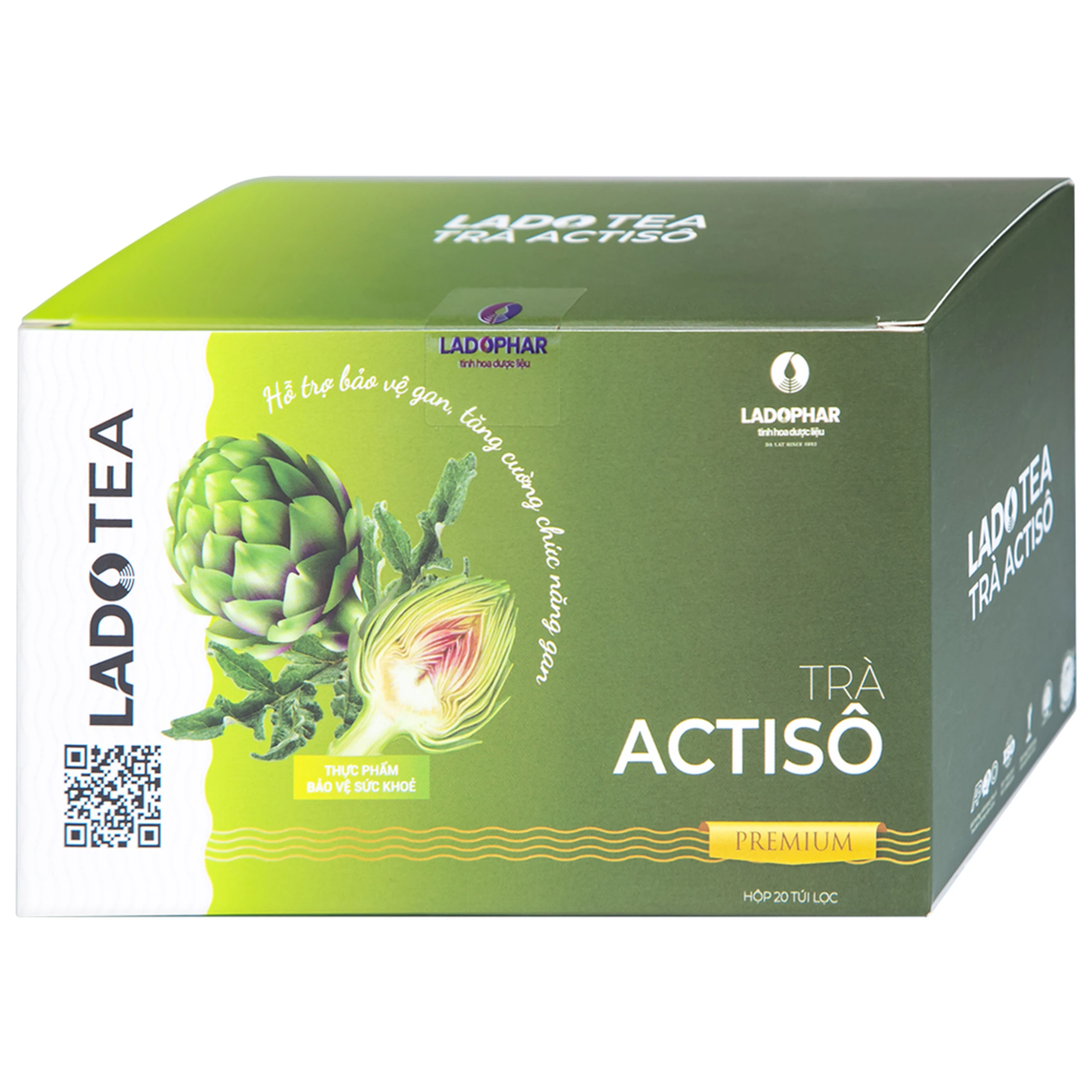 Trà Actisô Premium Ladophar hỗ trợ bảo vệ gan, tăng cường chức năng gan (20 túi x 2g)