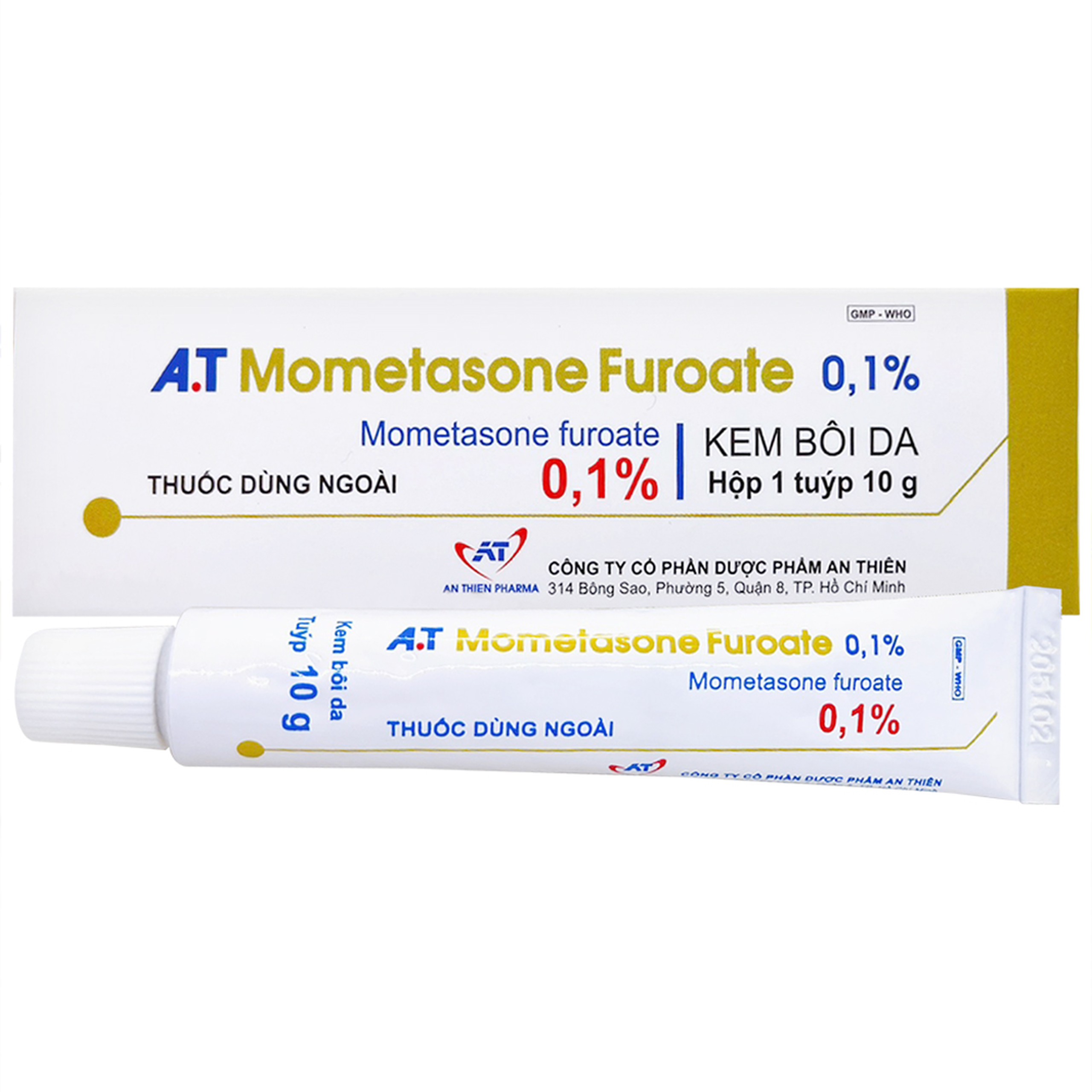 Kem bôi da A.T Mometasone Furoate 0,1% An Thiên giảm viêm, ngứa ở các bệnh da (10g)