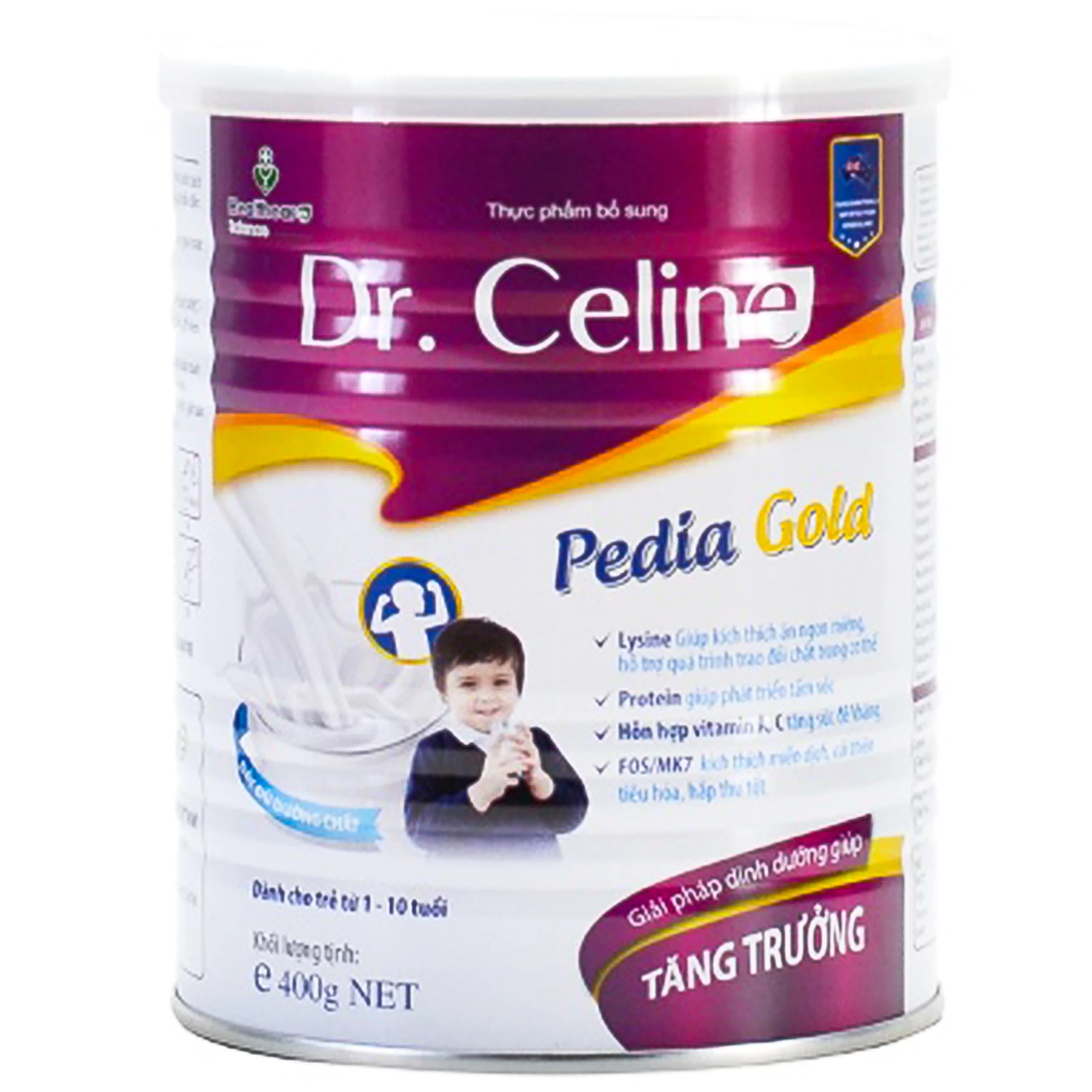 Sữa bột Pedia Gold Dr. Celine kích thích ăn ngon miệng, tăng đề kháng cho trẻ từ 1 đến 10 tuổi (400g)