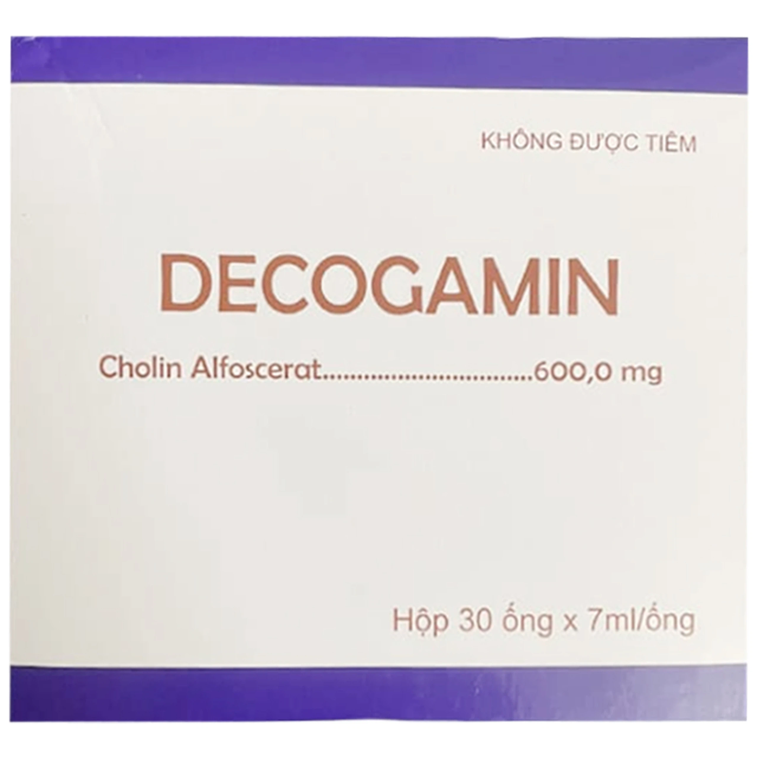 Dung dịch uống Decogamin 600mg Medisun dùng cho đột quỵ, chấn thương sọ não, sa sút trí tuệ (30 ống x 7ml)