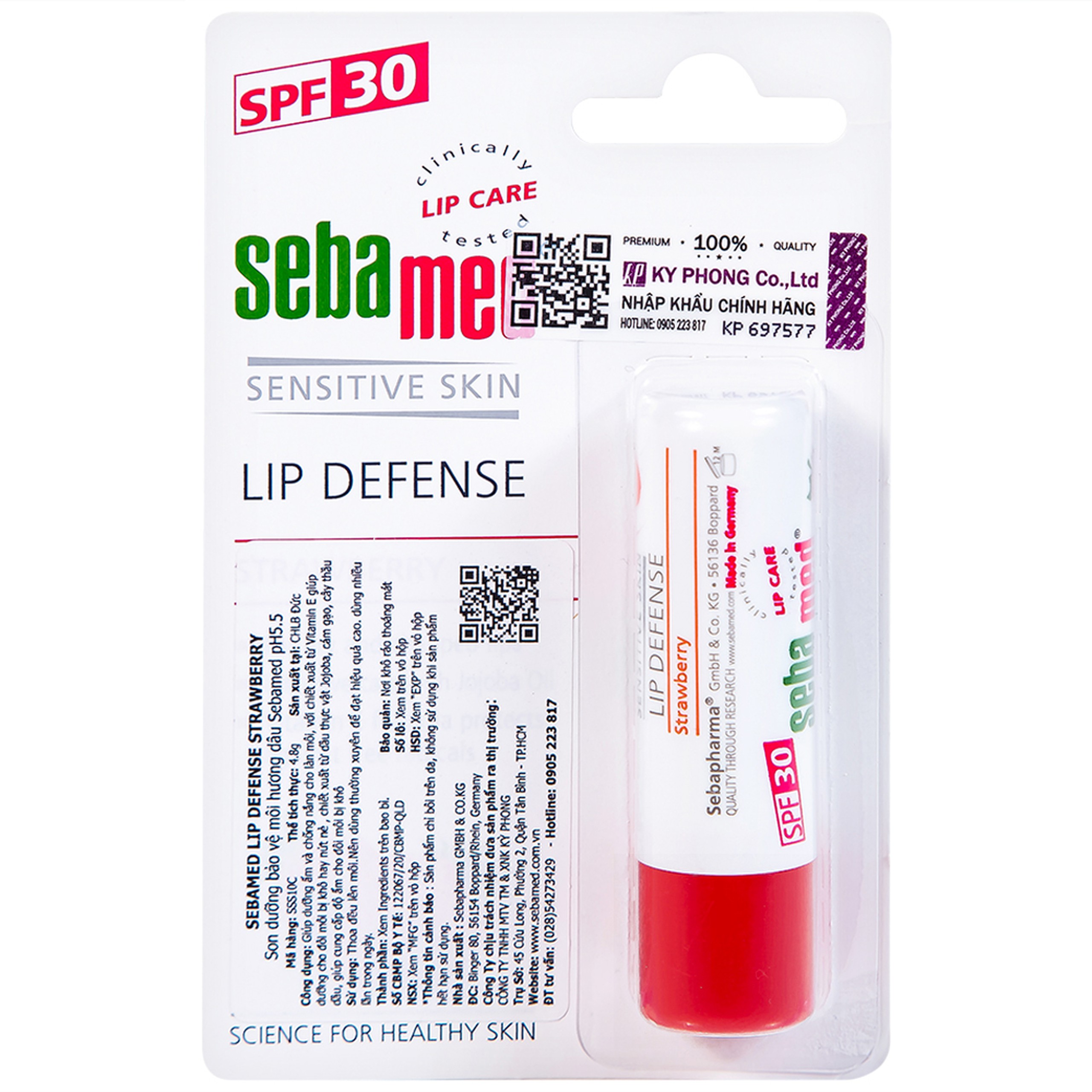 Son dưỡng bảo vệ môi hương dâu Sebamed Lip Defense (4,8g)