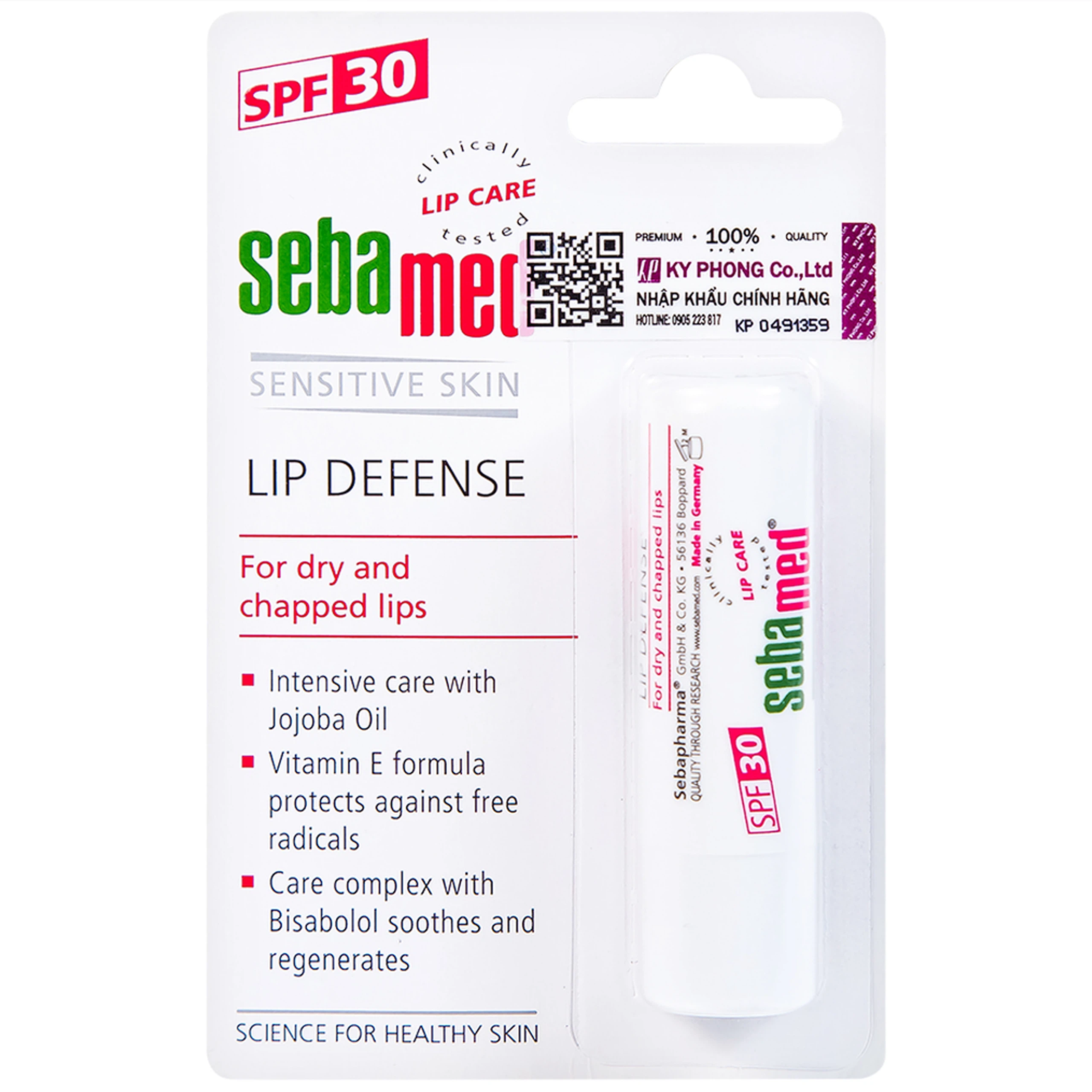 Son dưỡng bảo vệ môi Sebamed Lip Defense SPF30 cung cấp độ ẩm cho môi khô (4,8g)