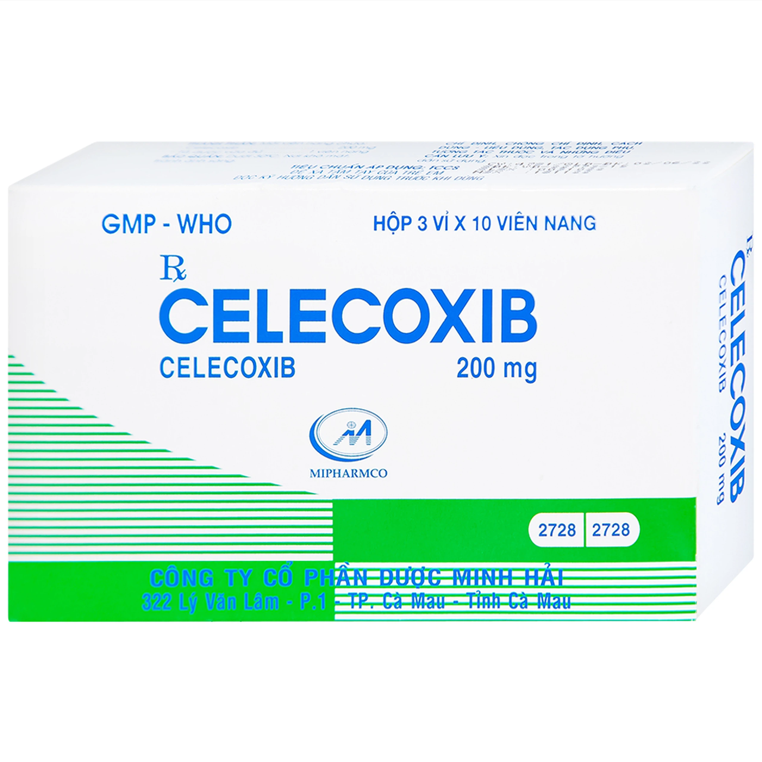 Thuốc Celecoxib 200mg Minh Hải điều trị thoái hóa khớp, viêm khớp dạng thấp (3 vỉ x 10 viên)