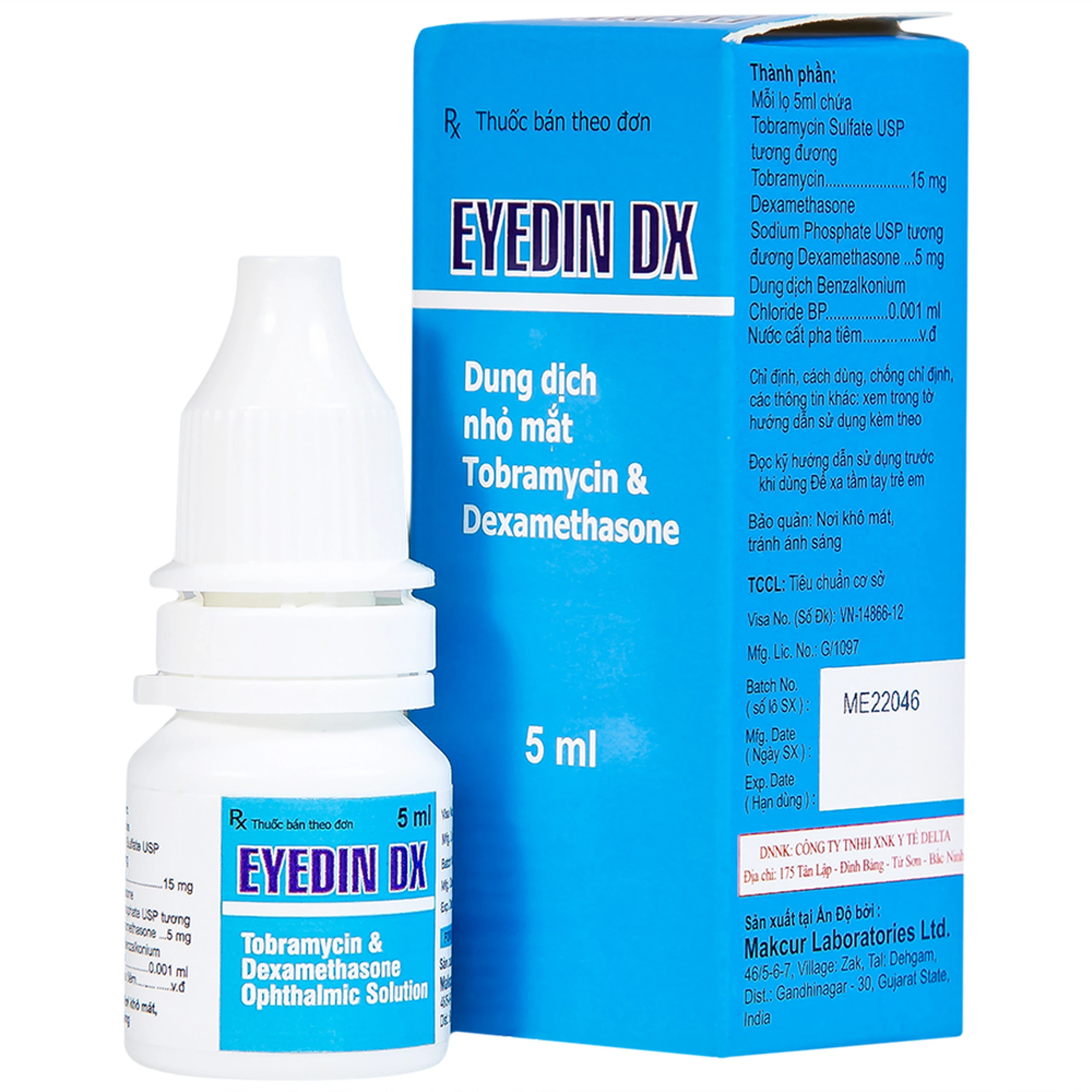 Thuốc nhỏ mắt Eyedin DX Makcur điều trị nhiểm khuẩn mắt (5ml)