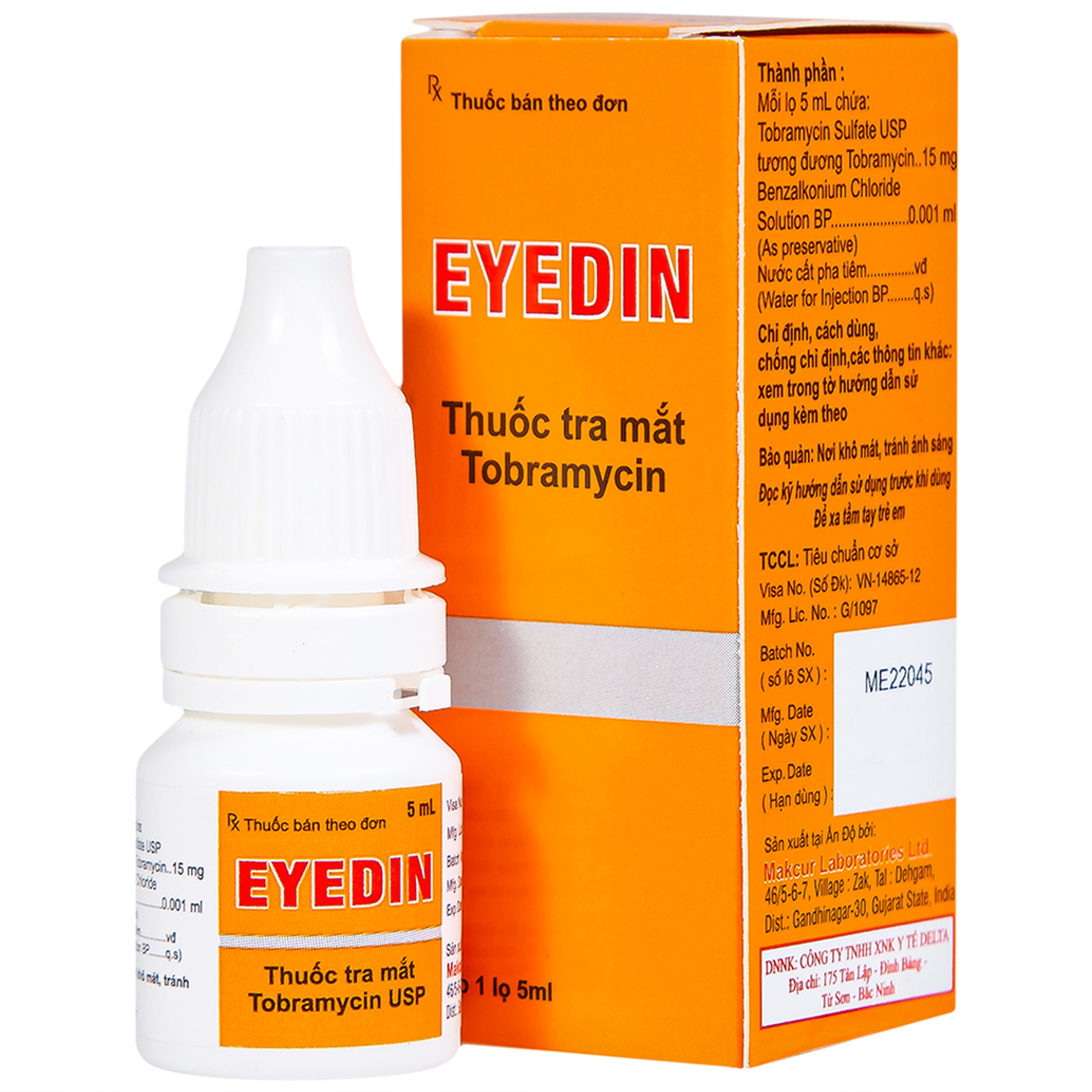 Thuốc tra mắt Eyedin Makcur điều trị nhiểm khuẩn mắt (5ml)
