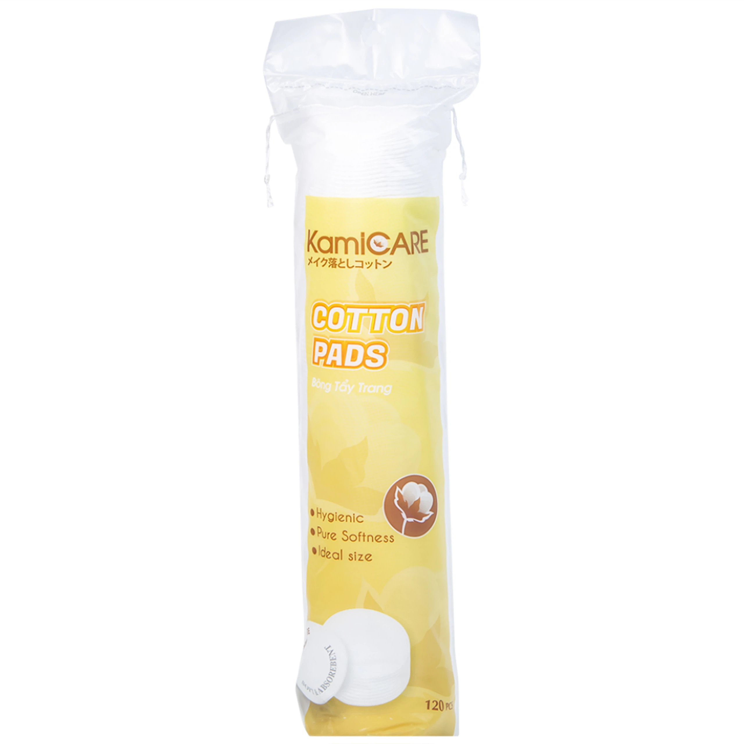 Bông tẩy trang tròn KamiCare Cotton Pads thấm hút tốt giúp sạch bụi bẩn, tẩy tế bào chết trên da (120 miếng)
