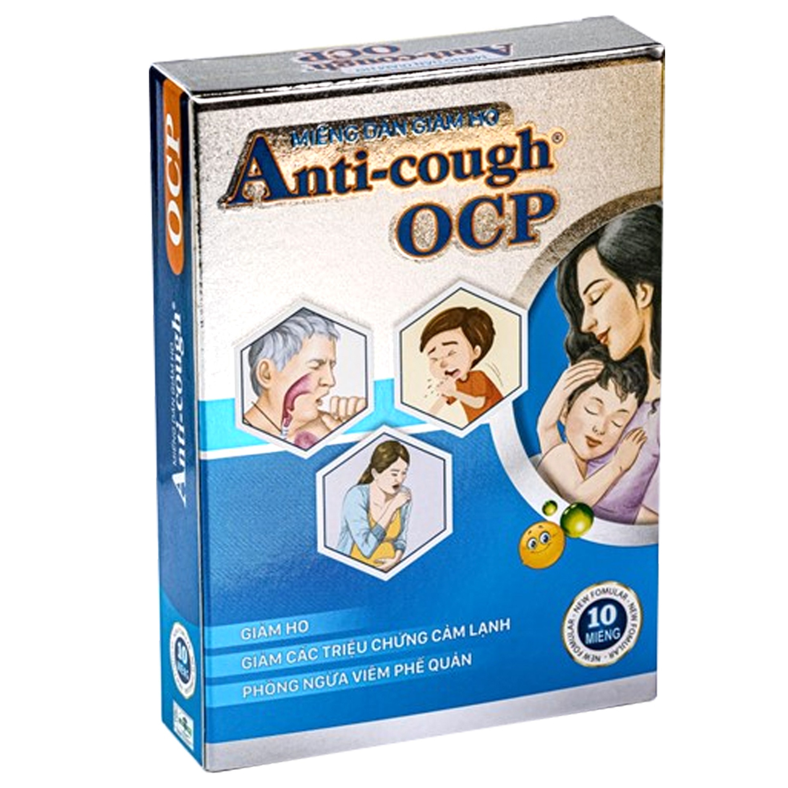 Miếng dán giảm ho Anti-Cough Ocean Pharm giảm đờm, khò khè, khó thở, nghẹt mũi (10 miếng)