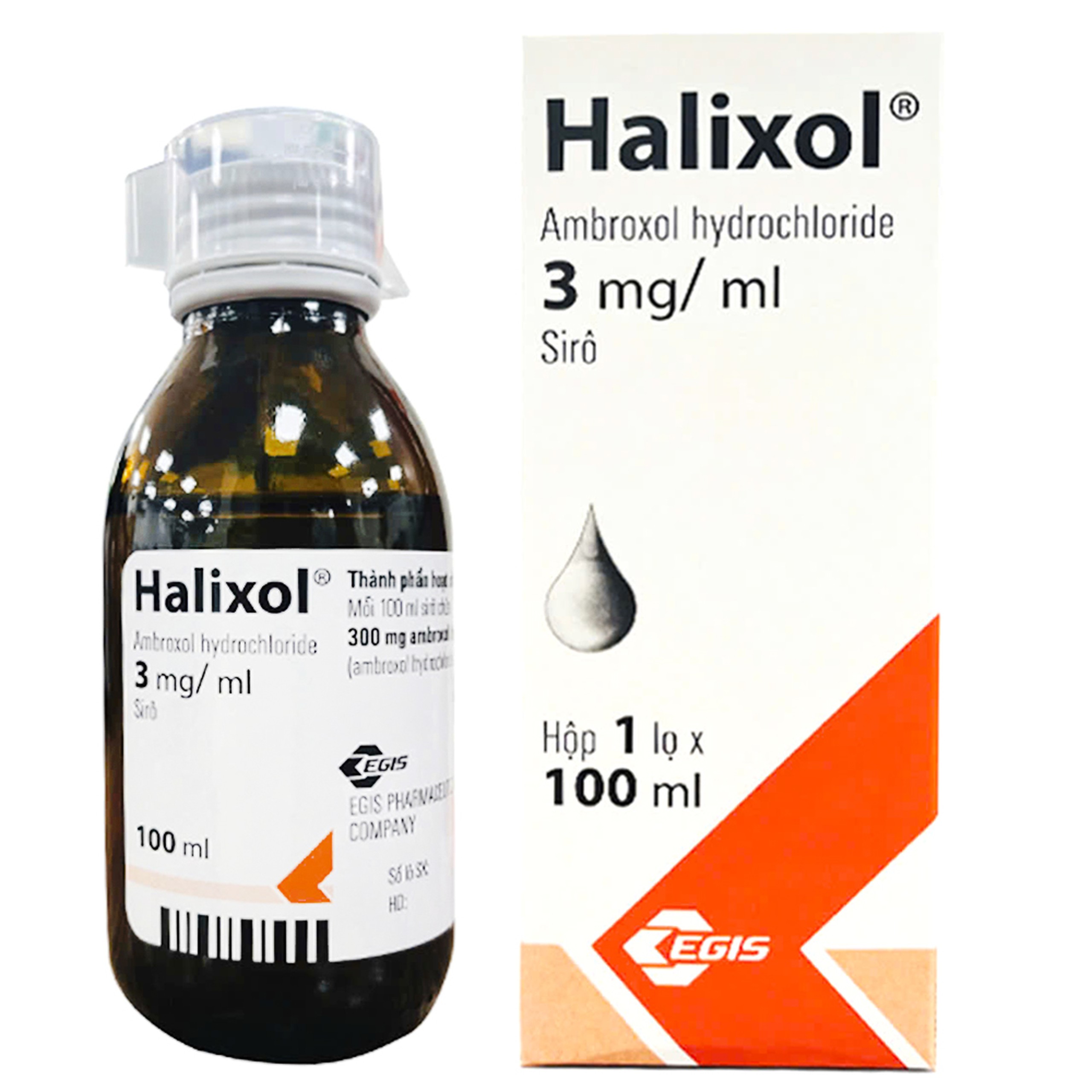 Siro Halixol 15mg/5ml điều trị hen phế quản và viêm phế quản (100ml)