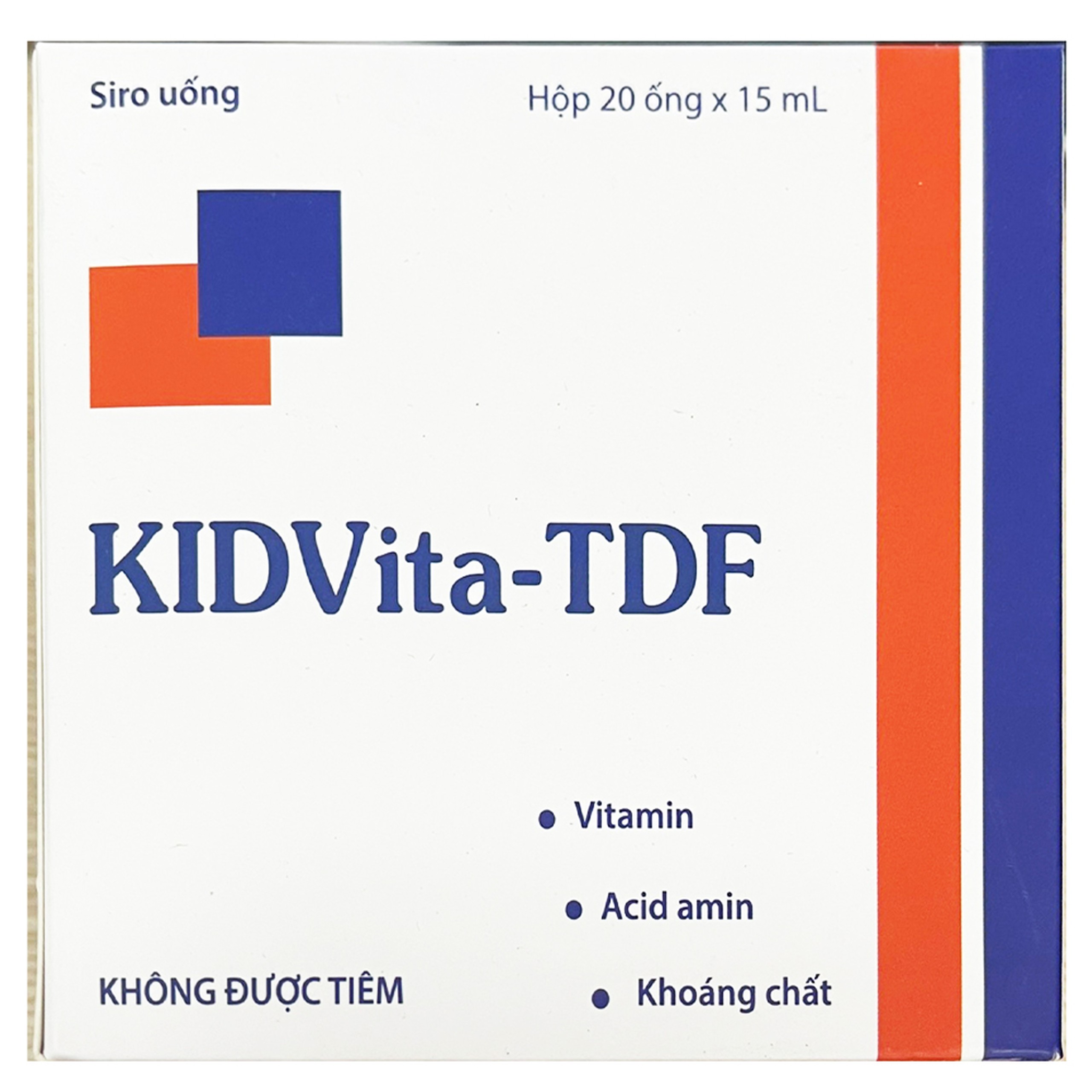 Siro uống KIDVita-TDF bổ sung acid amin, vitamin, khoáng chất và tăng sức đề kháng (20 ống x 15ml)