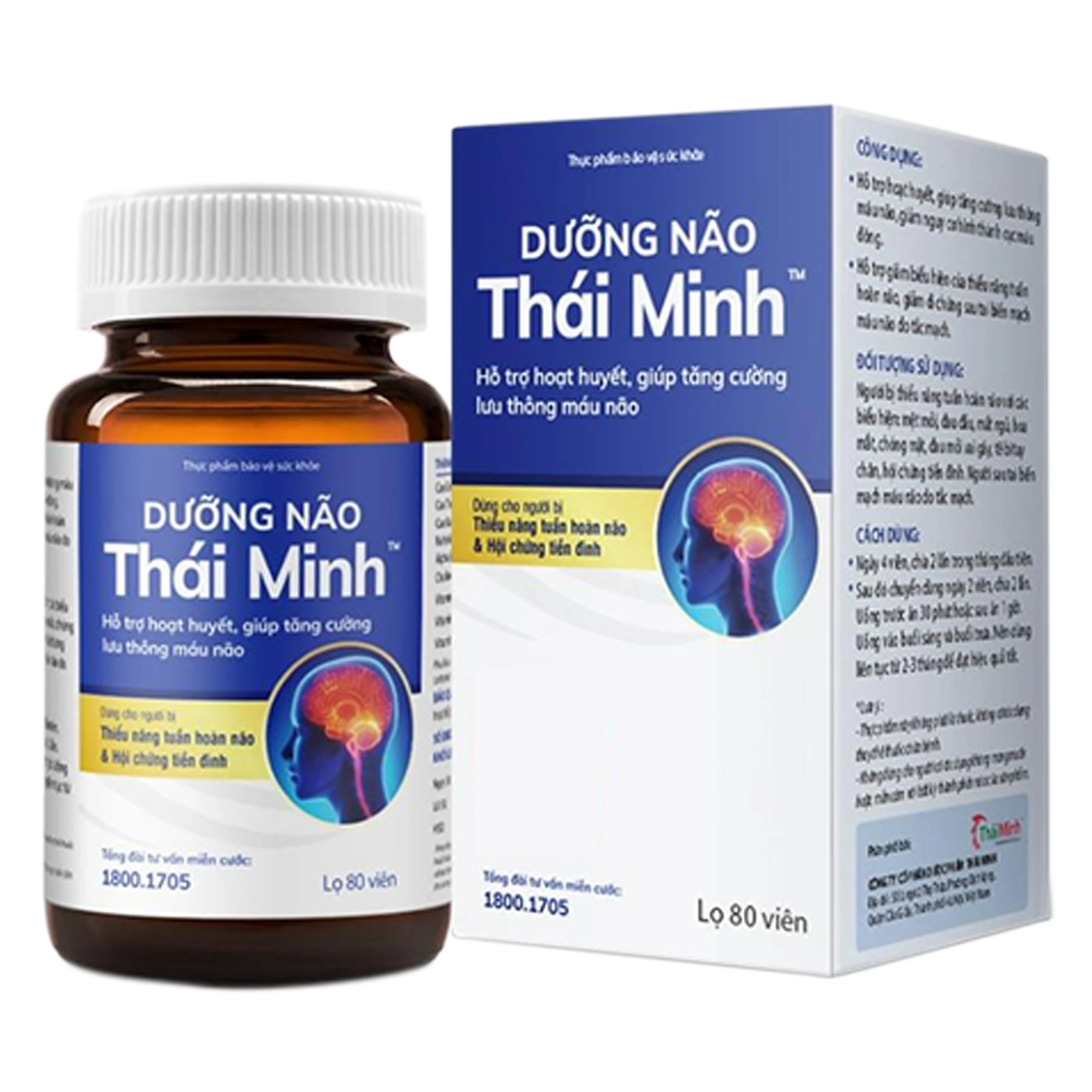 Viên uống Dưỡng Não Thái Minh hỗ trợ hoạt huyết, tăng cường lưu thông máu não (80 viên)
