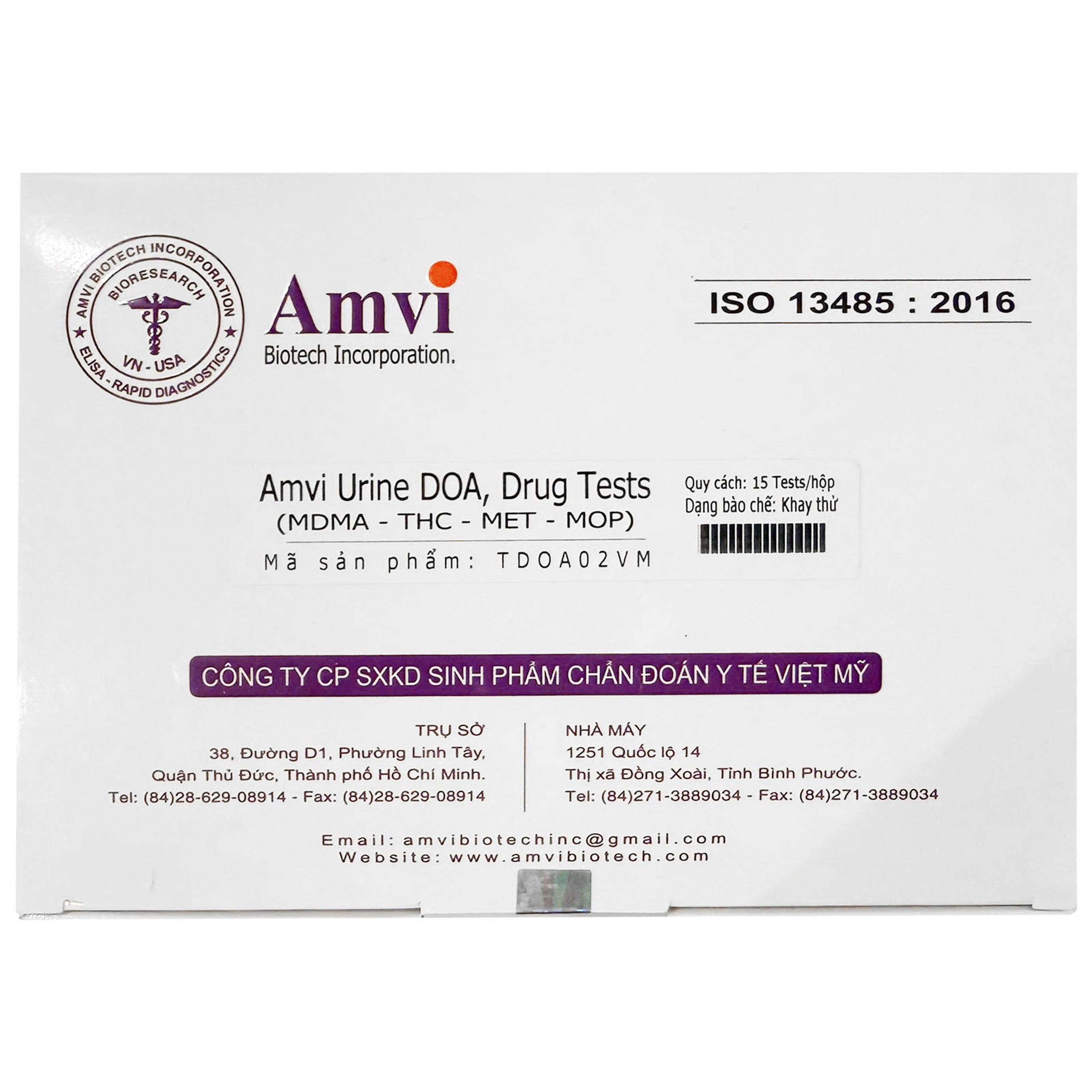 Que test Quick Test DOA Multi 5 Drug Amvi (MOP – MDMA – KET – MET – THC) phát hiện chất gây nghiện có trong nước tiểu (15 cái)