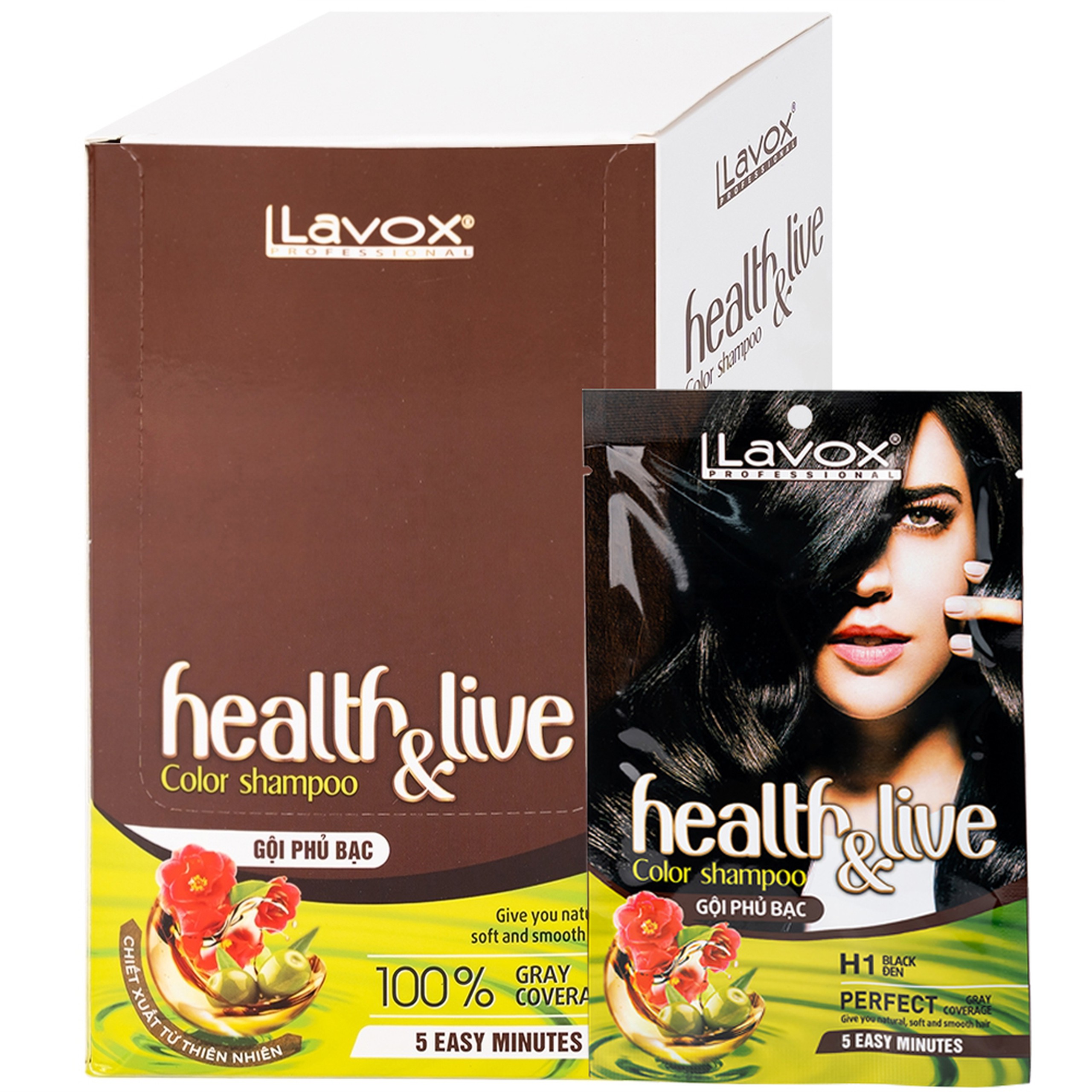 Gội phủ bạc Health and live H1 Lavox màu đen (10 gói x 30ml)
