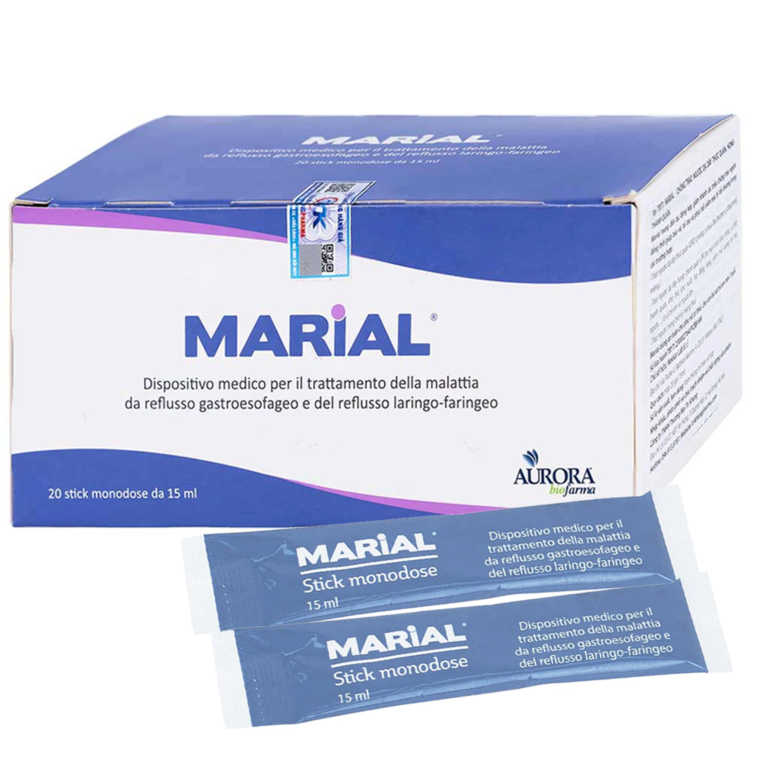Marial Gel chống trào ngược dạ dày thực quản, bảo vệ, tái tạo và phục hồi niêm mạc họng (20 gói x 15ml)