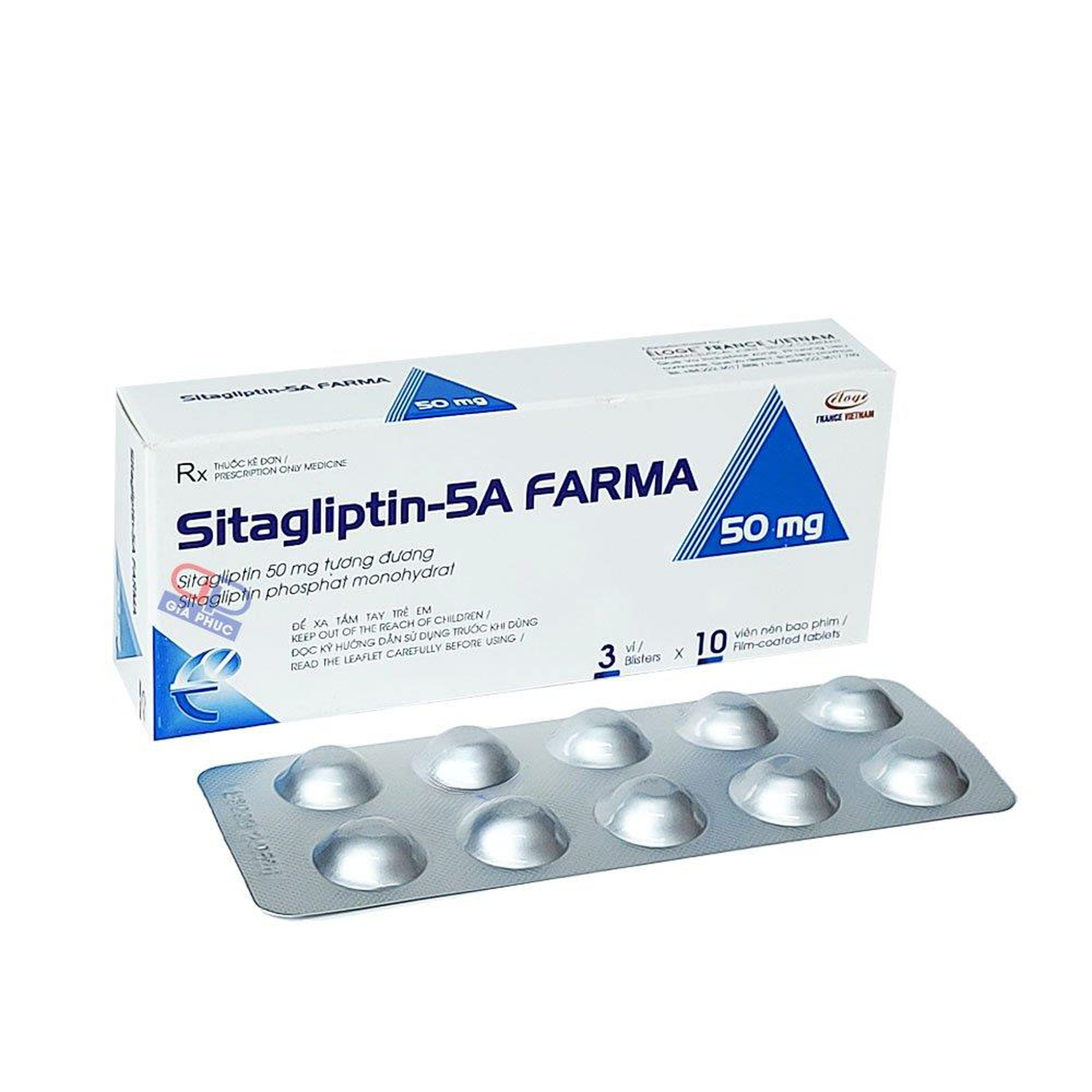 Thuốc Sitagliptin-5A FARMA 50mg Eloge hỗ trợ điều trị đái tháo đường tuýp 2 (3 vỉ x 10 viên)