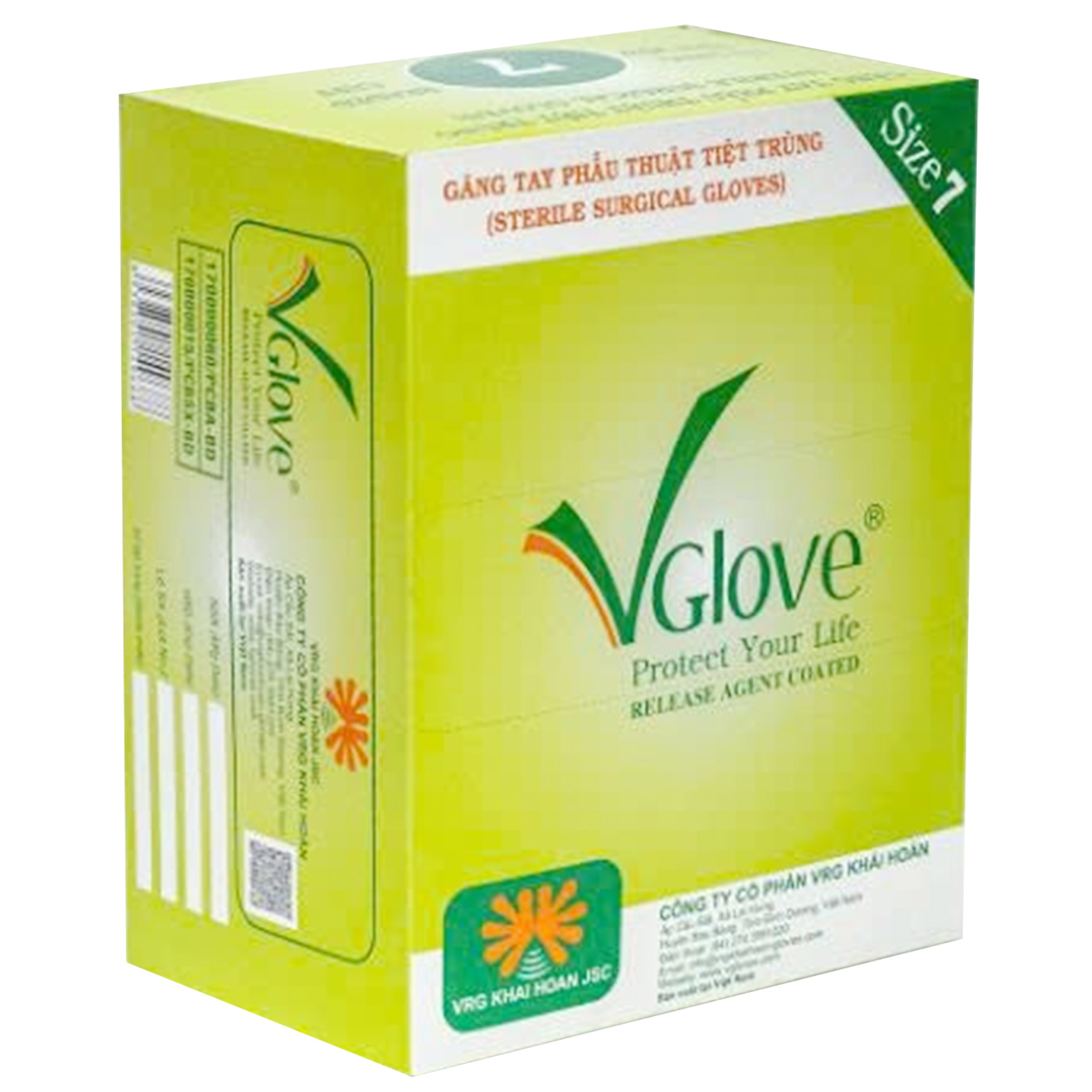 Găng tay phẫu thuật VGlove size S màu xanh không bột (100 chiếc)