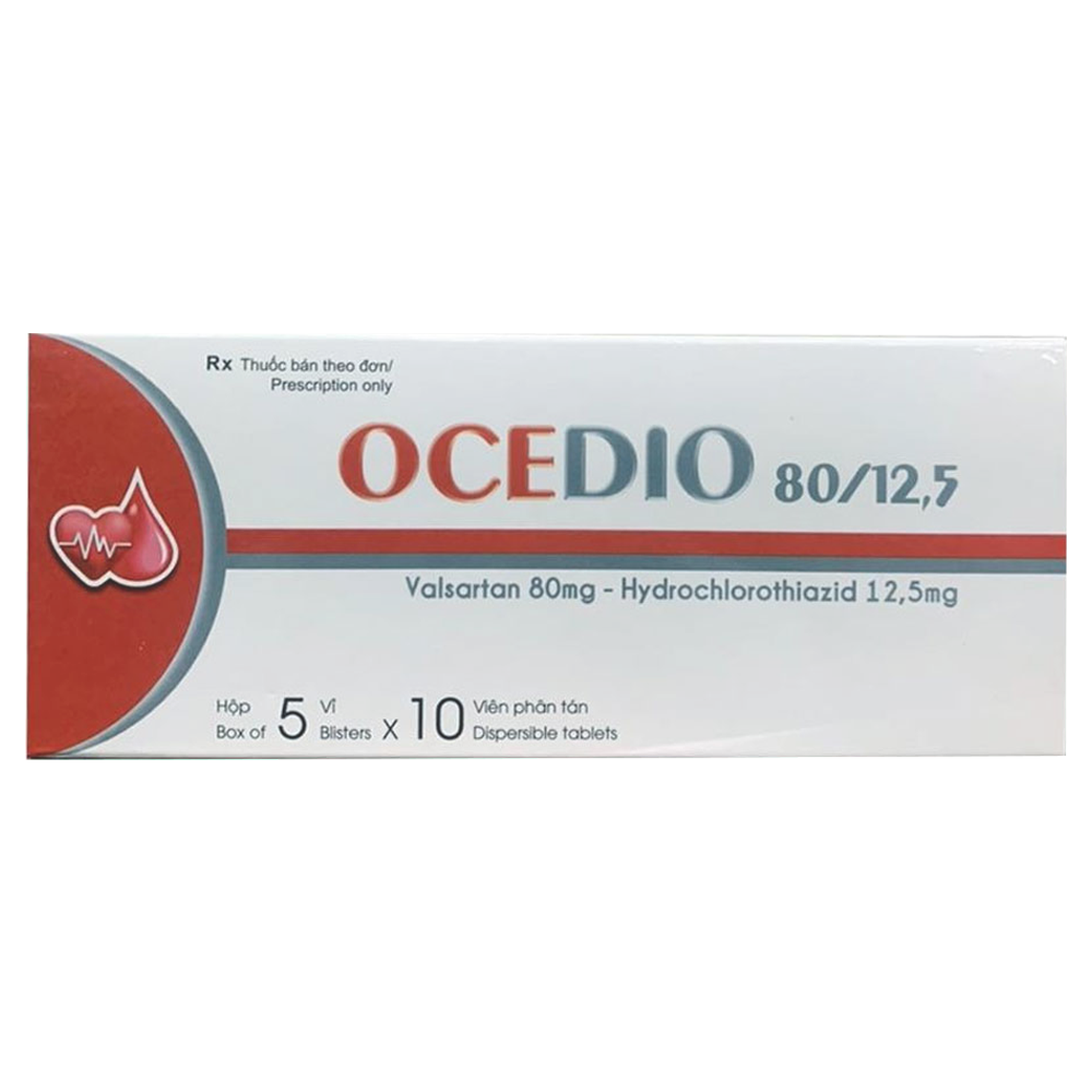 Thuốc Ocedio 80/12,5 VCP điều trị cao huyết áp (5 vỉ x 10 viên)