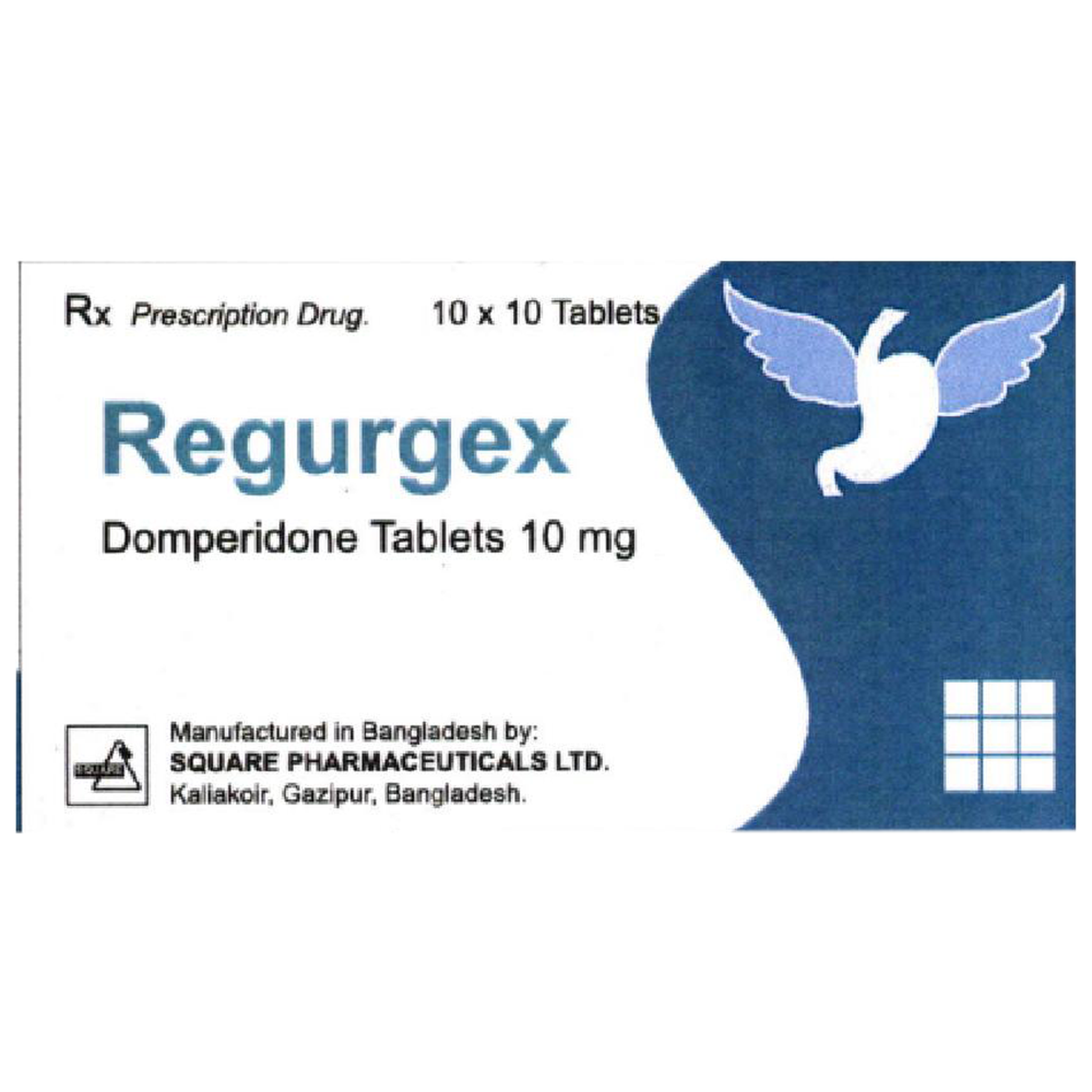 Thuốc Regurgex 10mg Square điều trị triệu chứng buồn nôn và buồn nôn (10 vỉ x 10 viên)