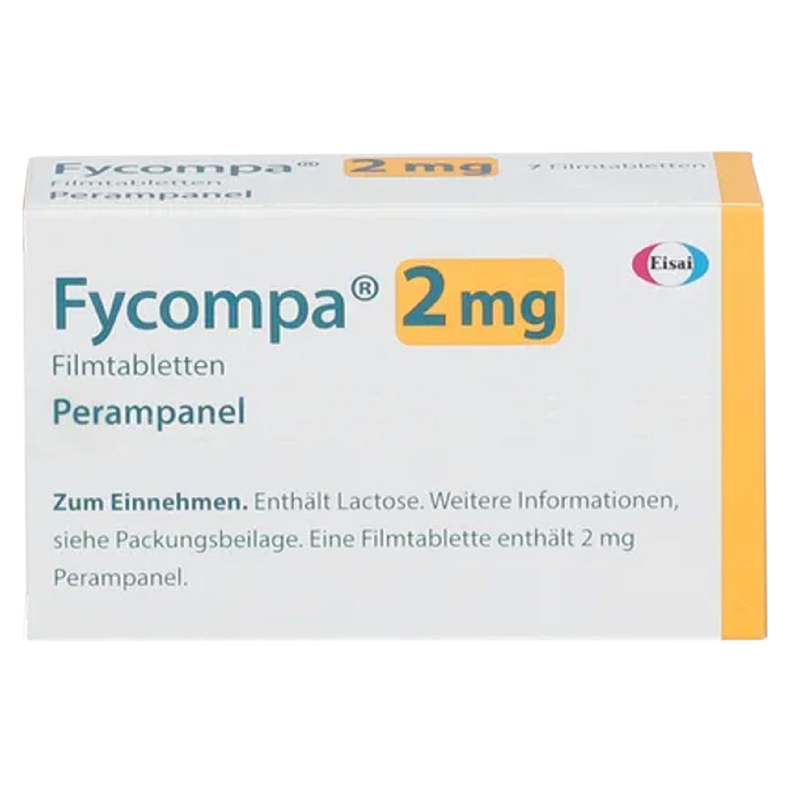 Thuốc Fycompa 2mg Eisai điều trị bổ trợ cơn động kinh (2 vỉ x 14 viên)