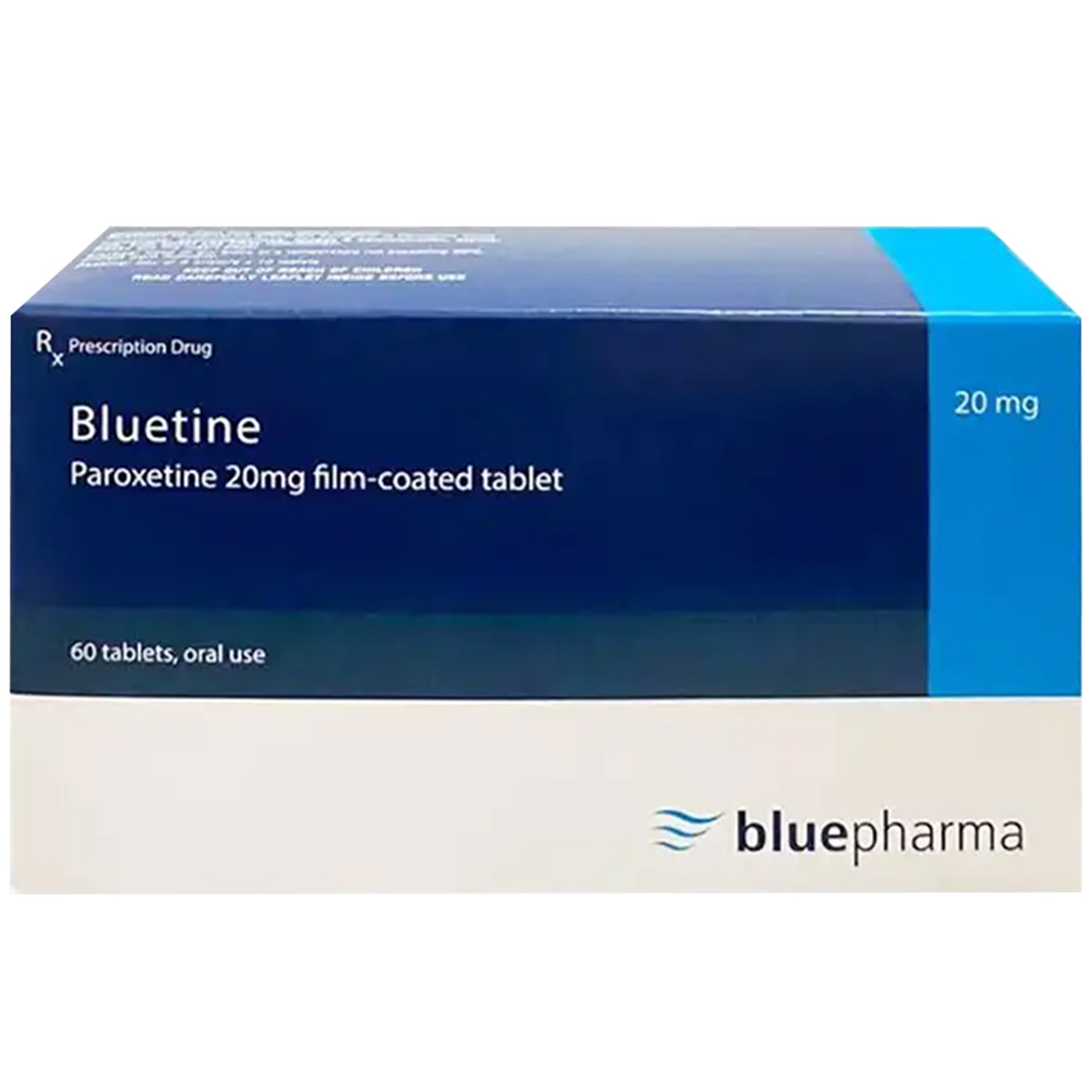 Thuốc Bluetine 20mg Bluepharma điều trị giai đoạn trầm cảm nặng, rối loạn hoảng sợ, rối loạn stress sau chấn thương (6 vỉ x 10 viên)