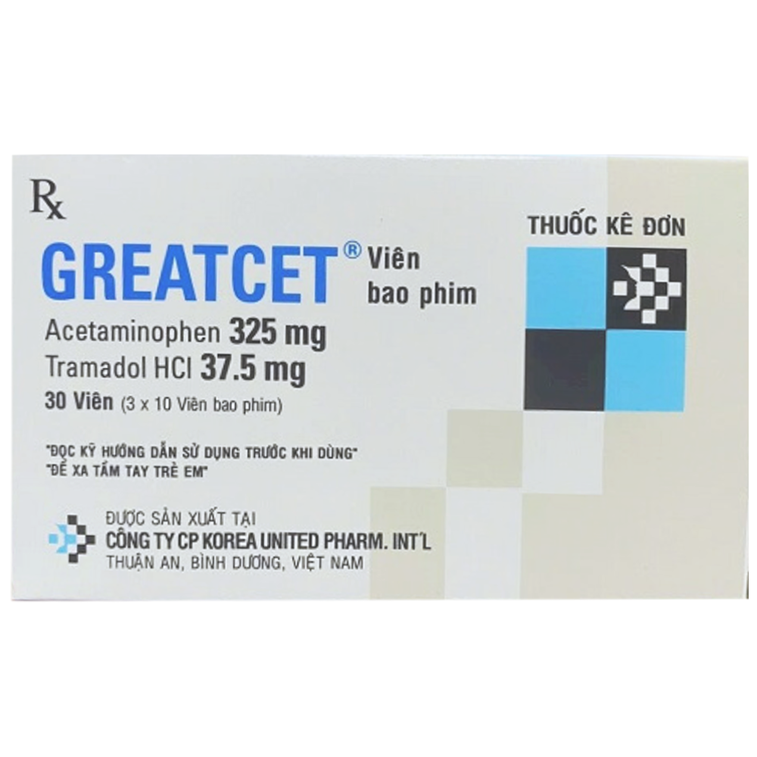 Thuốc Greatcet Korea United điều trị triệu chứng đau trung bình đến nặng (1 vỉ x 10 viên)