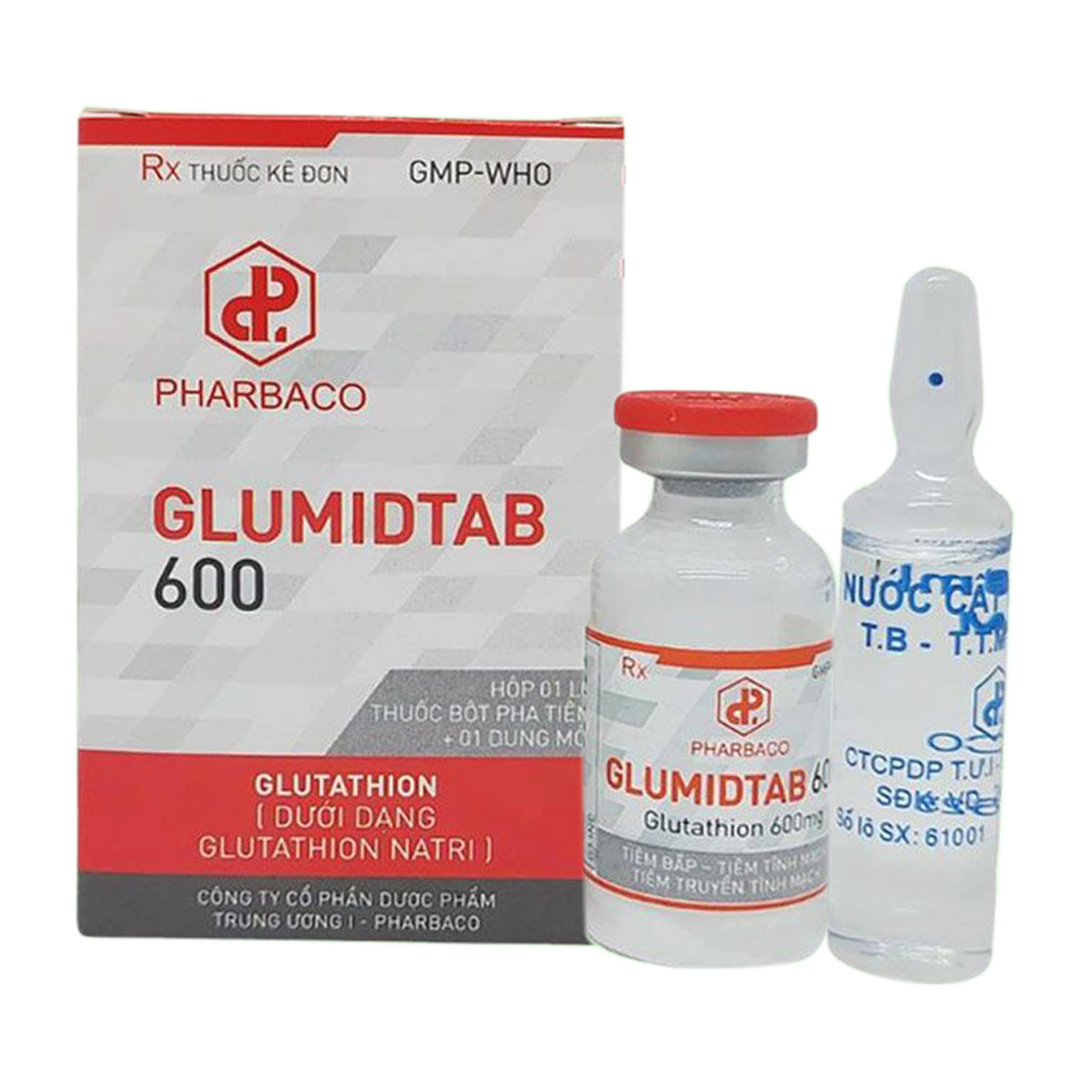 Bột pha tiêm và dung môi Glumidtab 600 Pharbaco hỗ trợ giảm độc tính trên thần kinh của xạ trị 