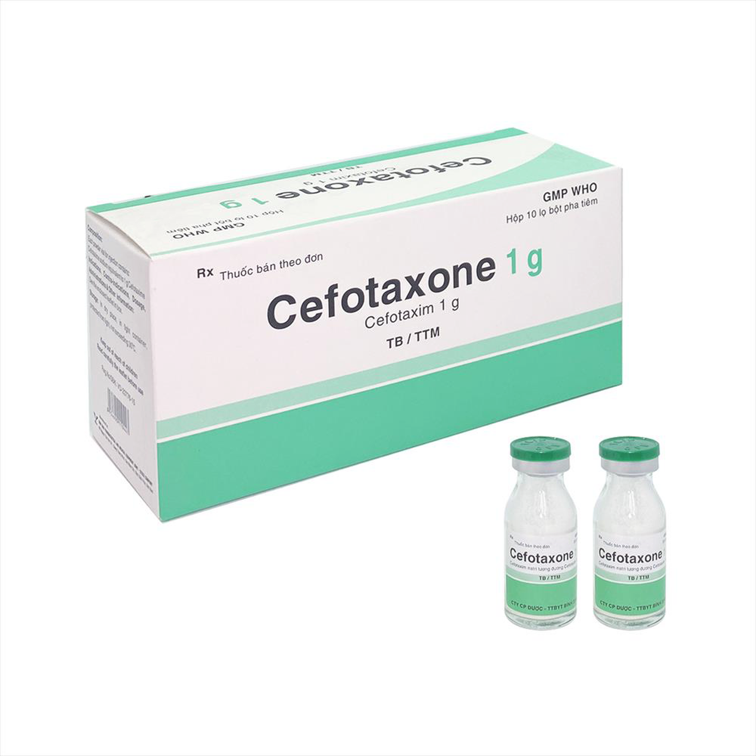 Bột pha tiêm Cefotaxone 1g Bidiphar điều trị các bệnh nhiễm khuẩn nặng (10 lọ)