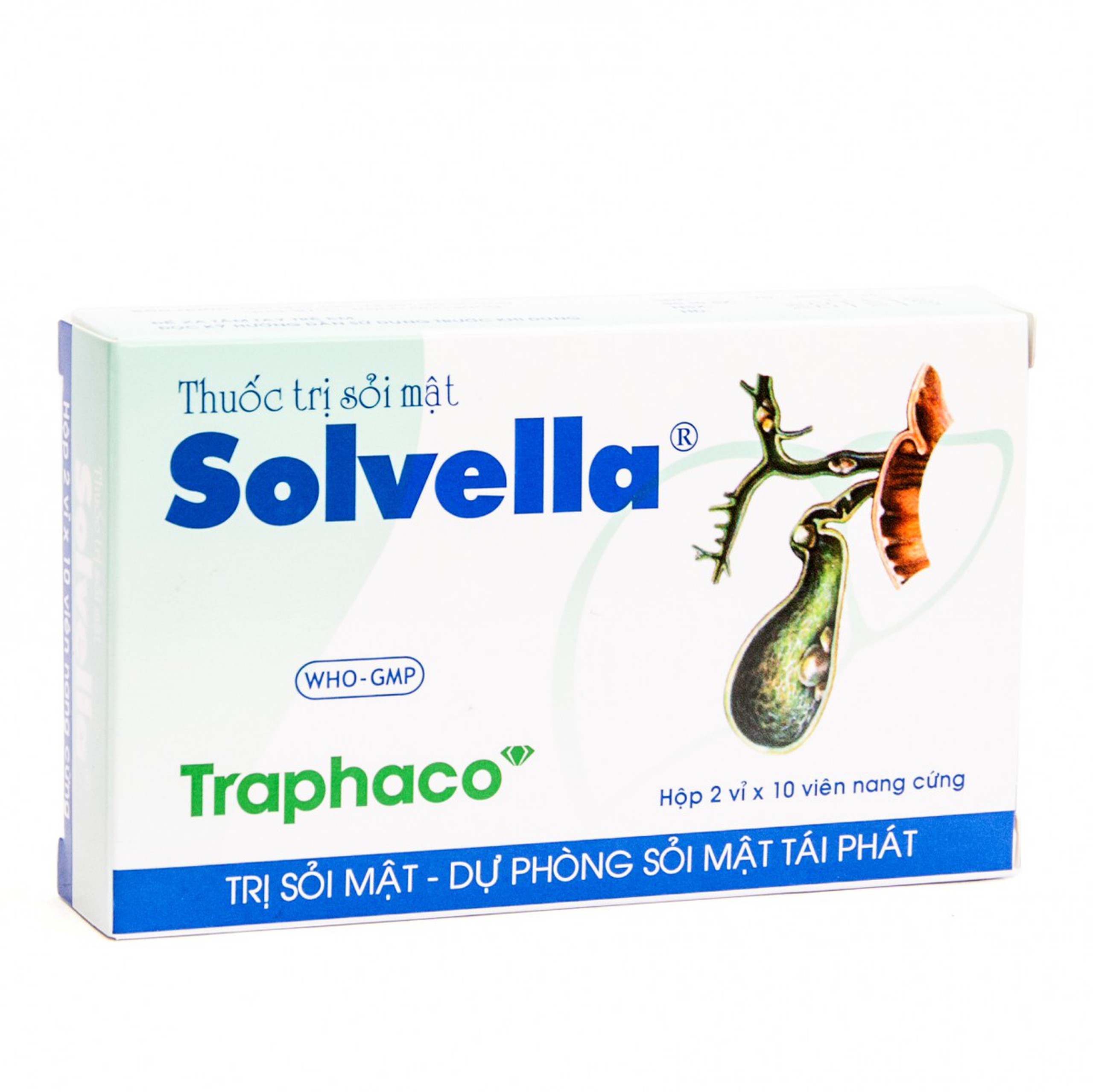 Thuốc Solvella Traphaco điều trị sỏi mật, dự phòng sỏi mật tái phát (2 vỉ x 10 viên) 