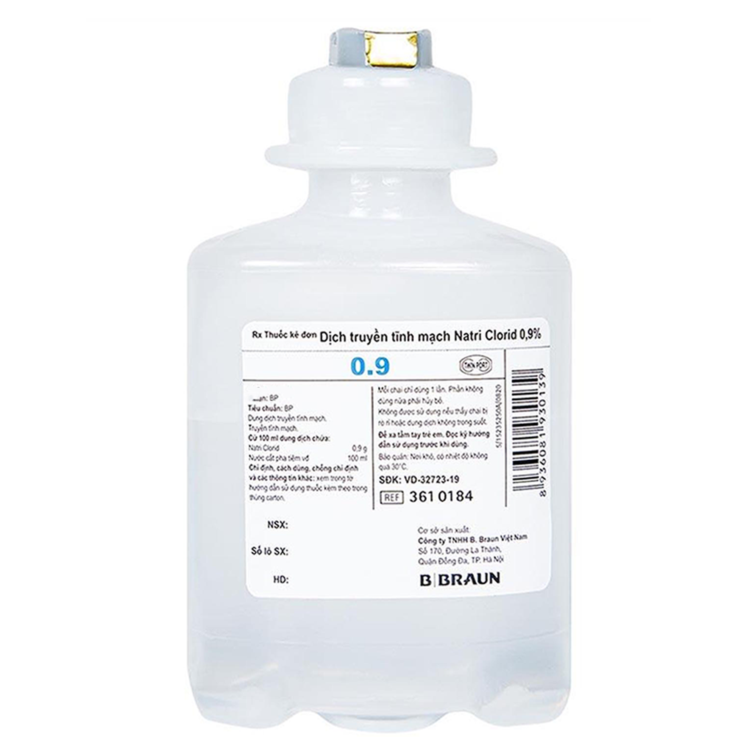 Dịch truyền tĩnh mạch Natri Clorid 0.9% B.Braun bổ sung natri clorid và nước trong trường hợp mất nước (250ml)