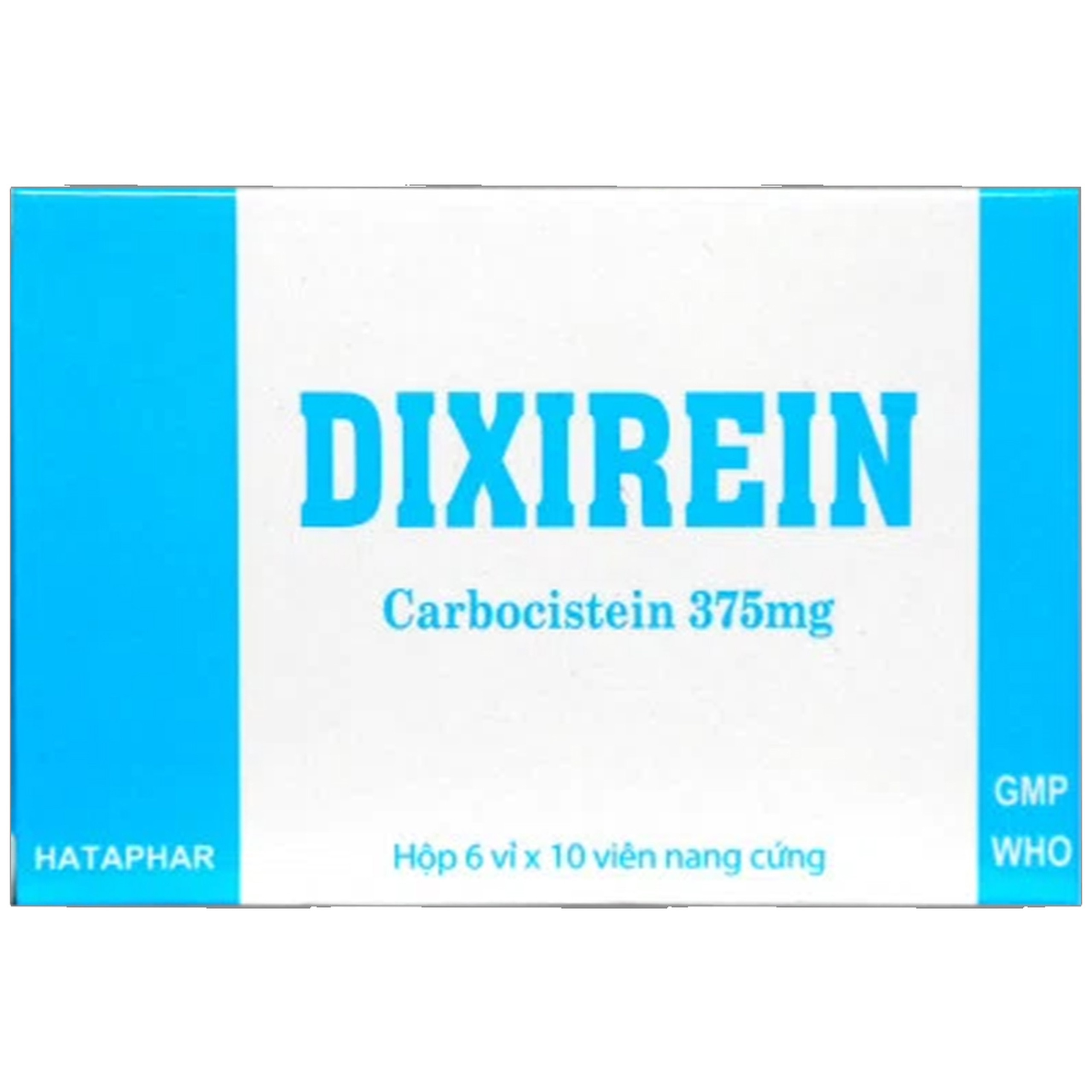 Thuốc Dixirein 375mg Hà Tây điều trị các bệnh đường hô hấp có tăng tiết đàm nhiều và nhầy nhớt (6 vỉ x 10 viên)