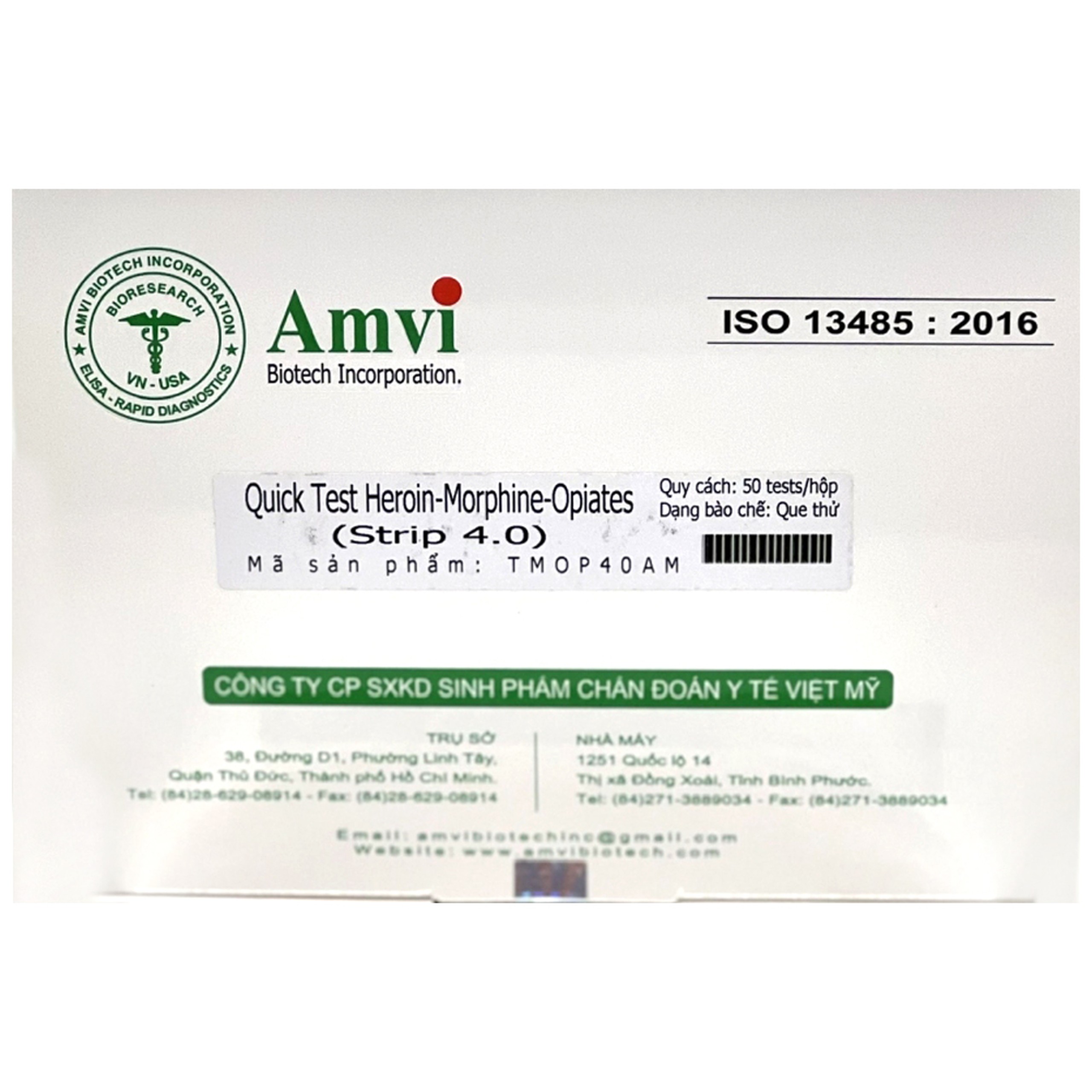 Quick test Heroin-Morphine-Opiates Strip 4.0 Amvi phát hiện nhanh chất gây nghiện trong nước tiểu (50 cái)