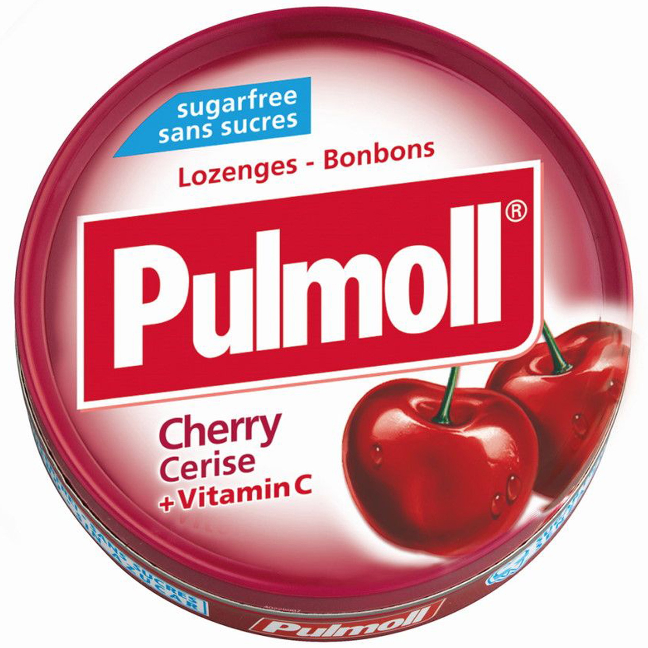 Kẹo ngậm không đường Pulmoll Cherry Cerise + Vitamin C hỗ trợ làm giảm ho, thông cổ mát họng (45g)