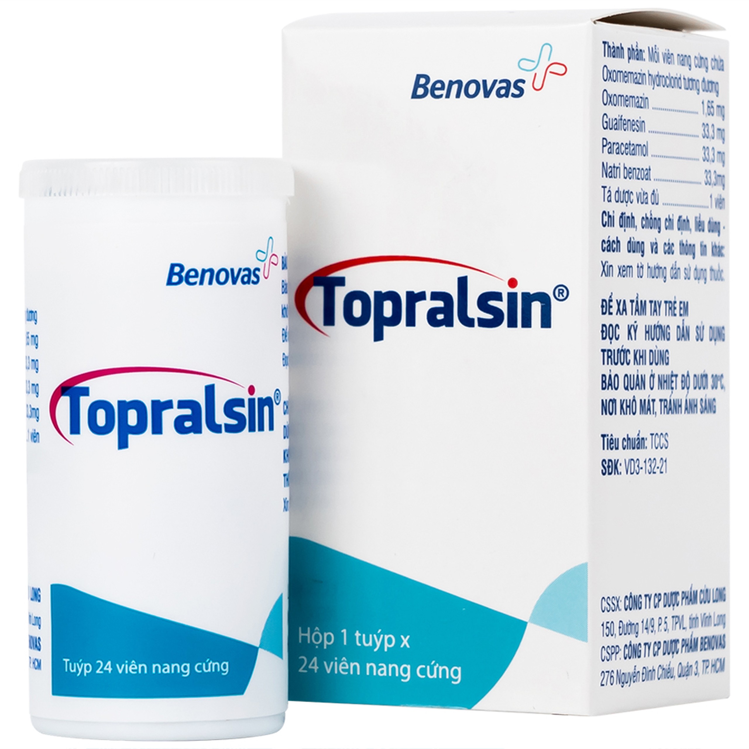 Thuốc Topralsin Benovas điều trị triệu chứng ho khan, ho do dị ứng và kích ứng (24 viên)