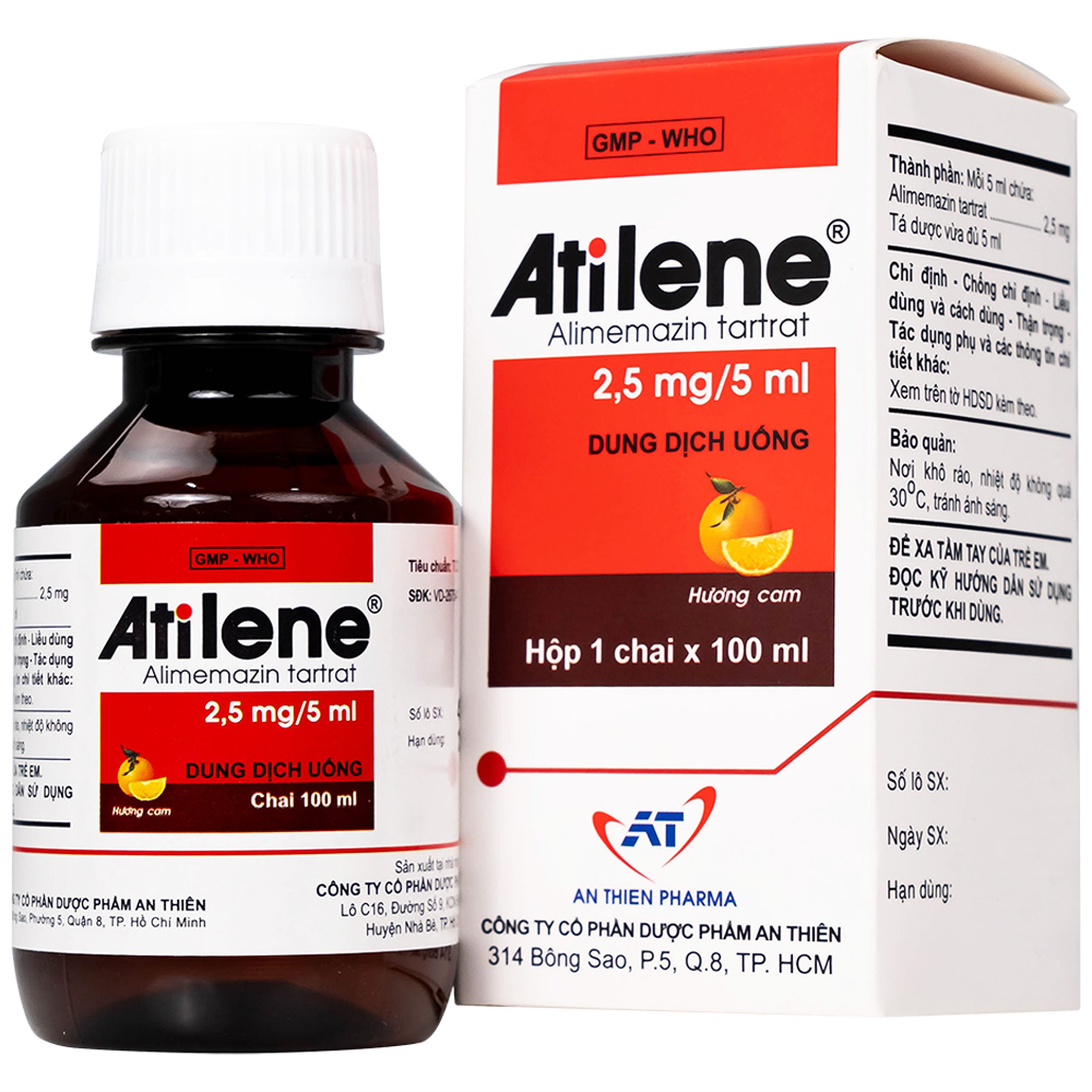 Thuốc Atilene 2,5mg/5ml An Thiên điều trị các bệnh hô hấp, viêm mũi, hắt hơi, sổ mũi (100ml)
