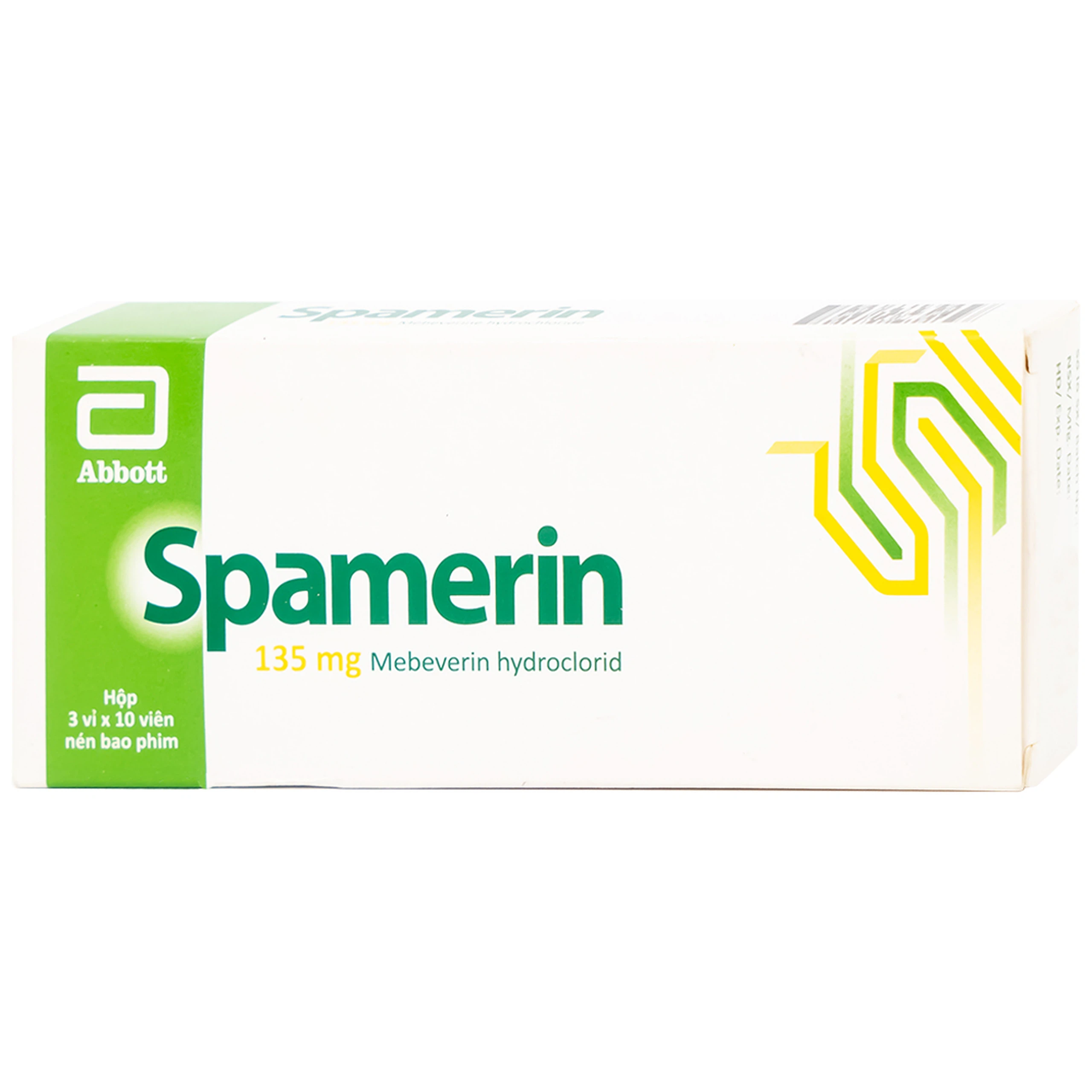 Thuốc Spamerin 135mg Abbott điều trị hội chứng ruột kích thích, đau bụng và đau quặn bụng, tiêu chảy (30 viên)