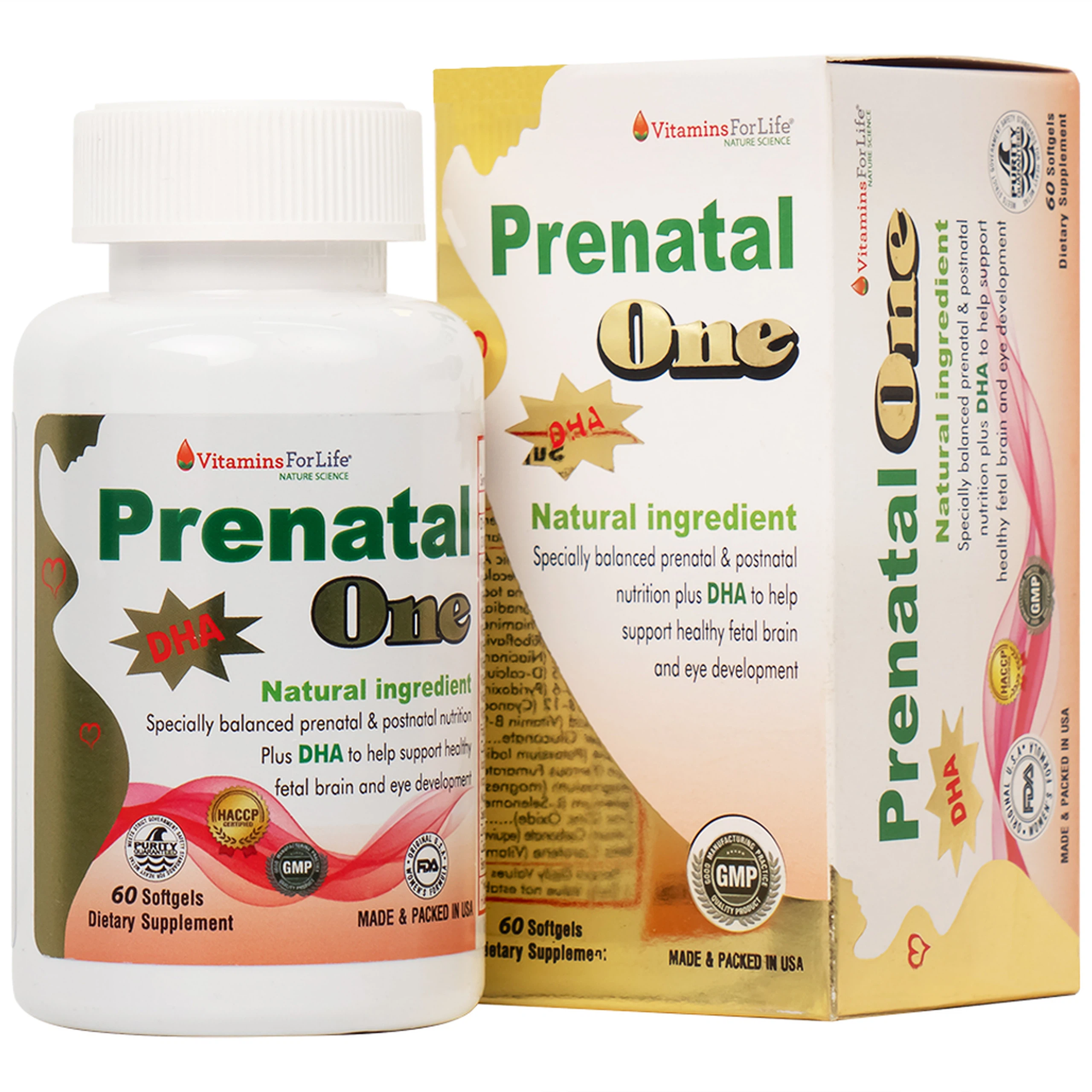 Thực phẩm bảo vệ sức khỏe Prenatal One Vitamins For Life cung cấp DHA, vitamin và khoáng chất 