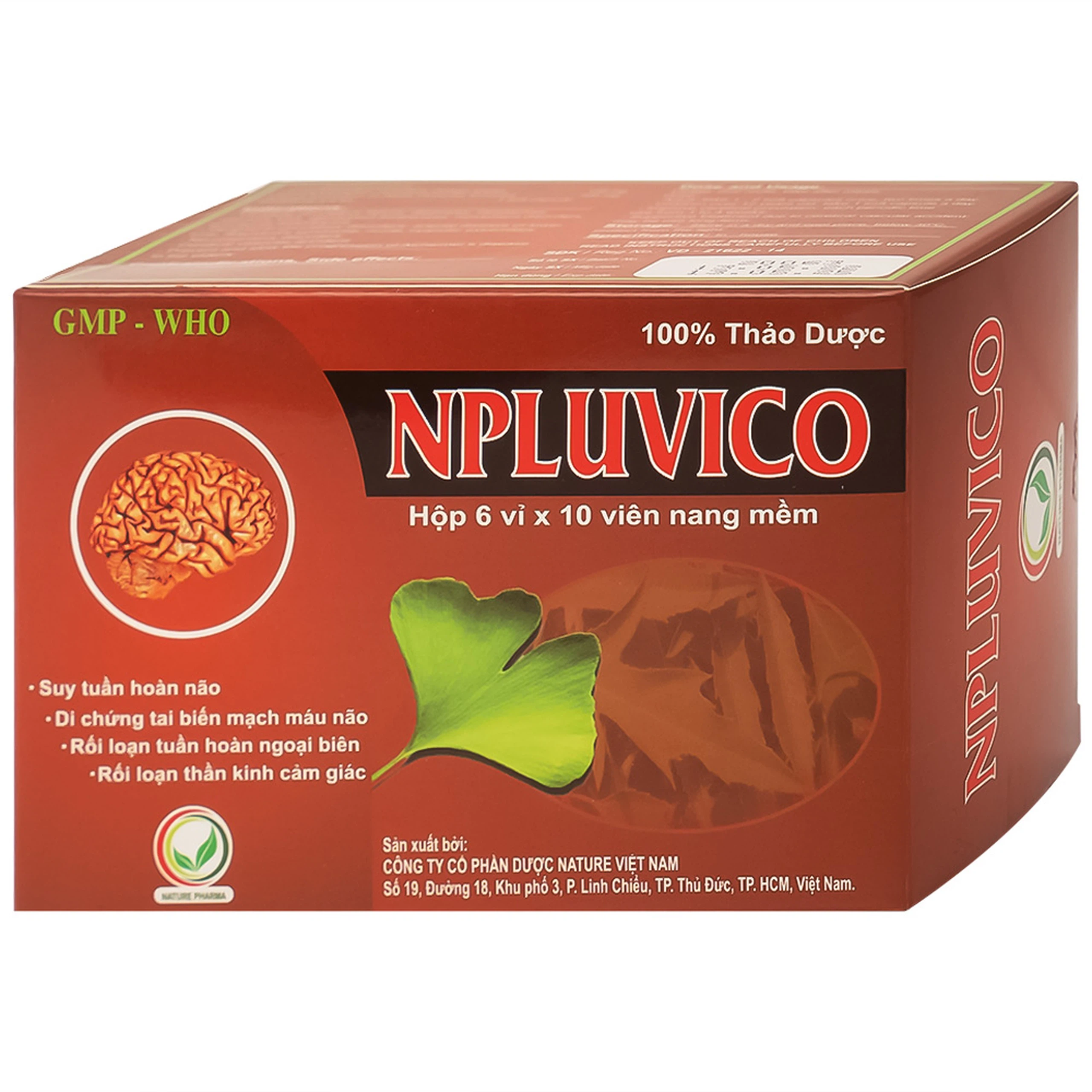 Thuốc Npluvico Nature điều trị suy tuần hoàn não (6 vỉ x 10 viên)