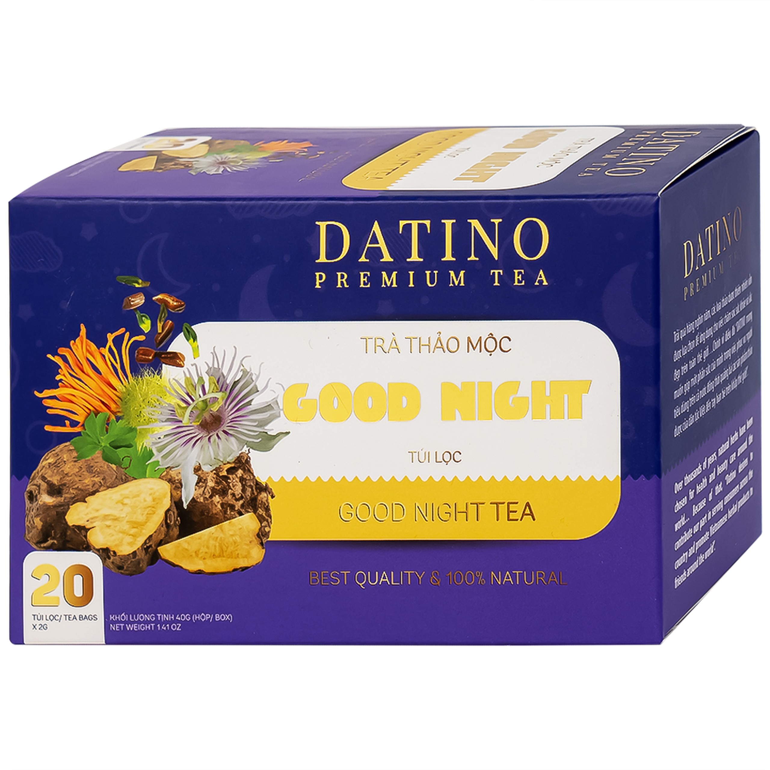 Trà thảo mộc Good Night Datino Premium Tea giúp tạo giấc ngủ tự nhiên (20 túi x 2g)