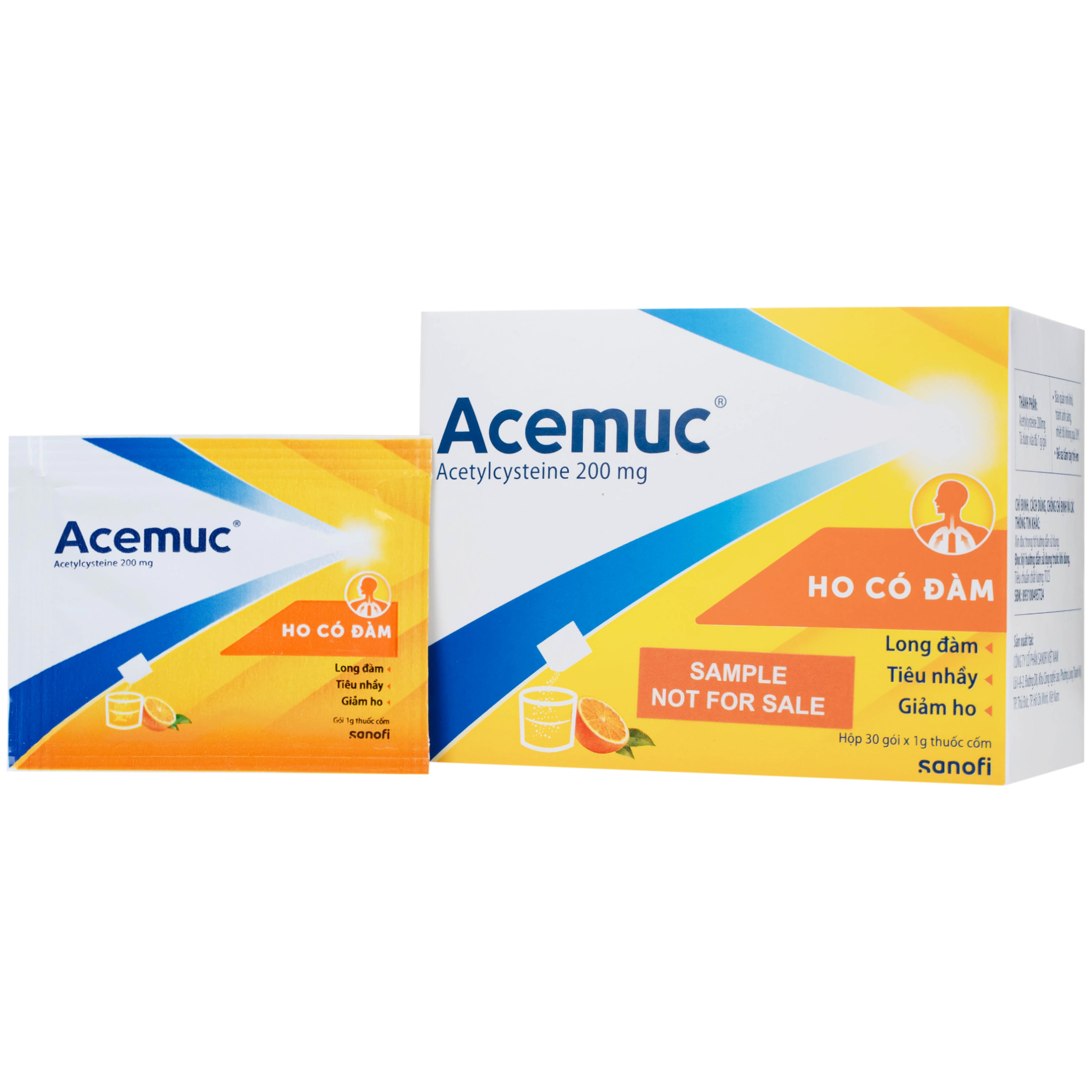 Thuốc cốm Acemuc Kids 200mg Sanofi long đàm, tiêu nhầy, giảm ho (30 gói x 1g)
