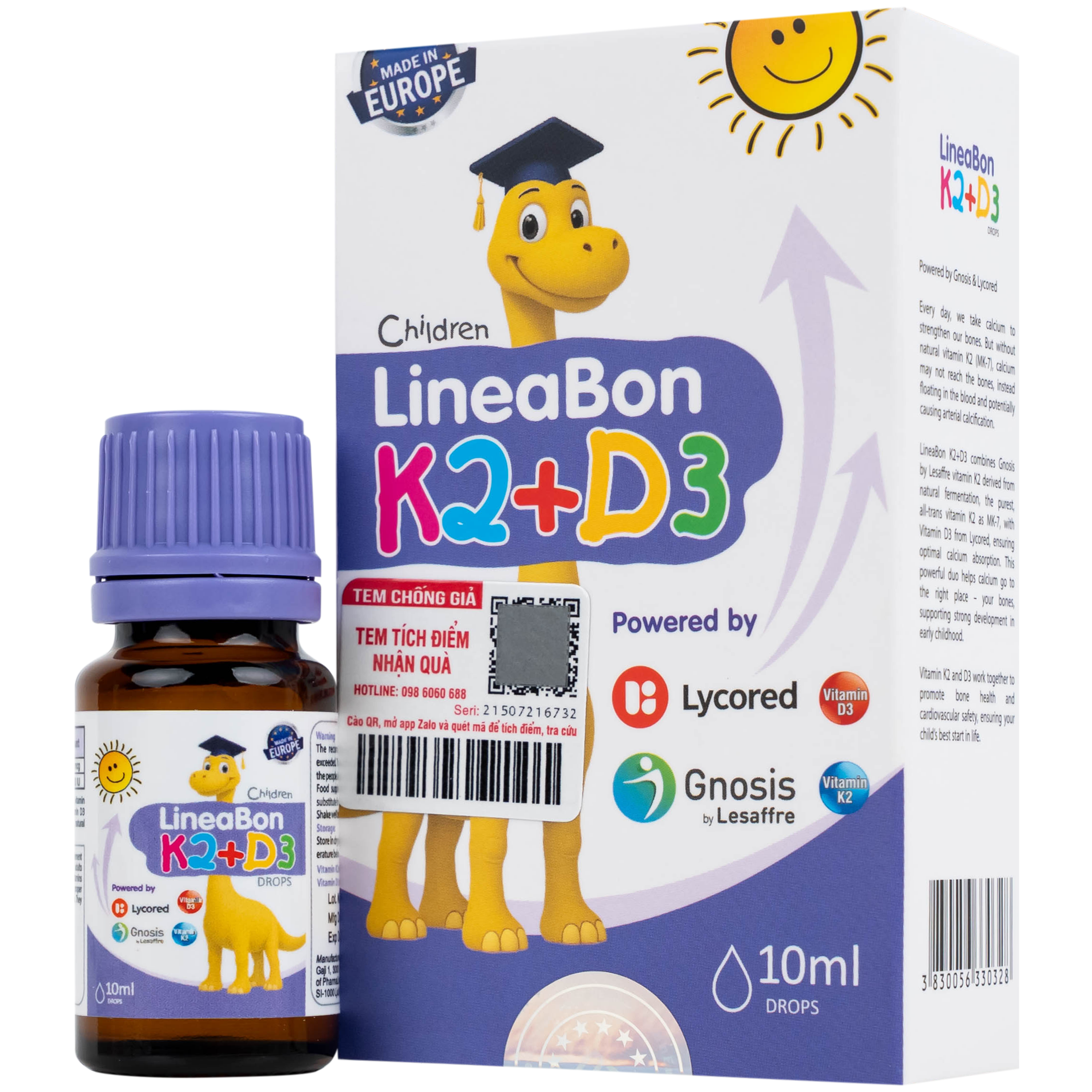 Dung dịch LineaBon K2+D3 ErgoPharm hỗ trợ bổ sung Vitamin (10ml)