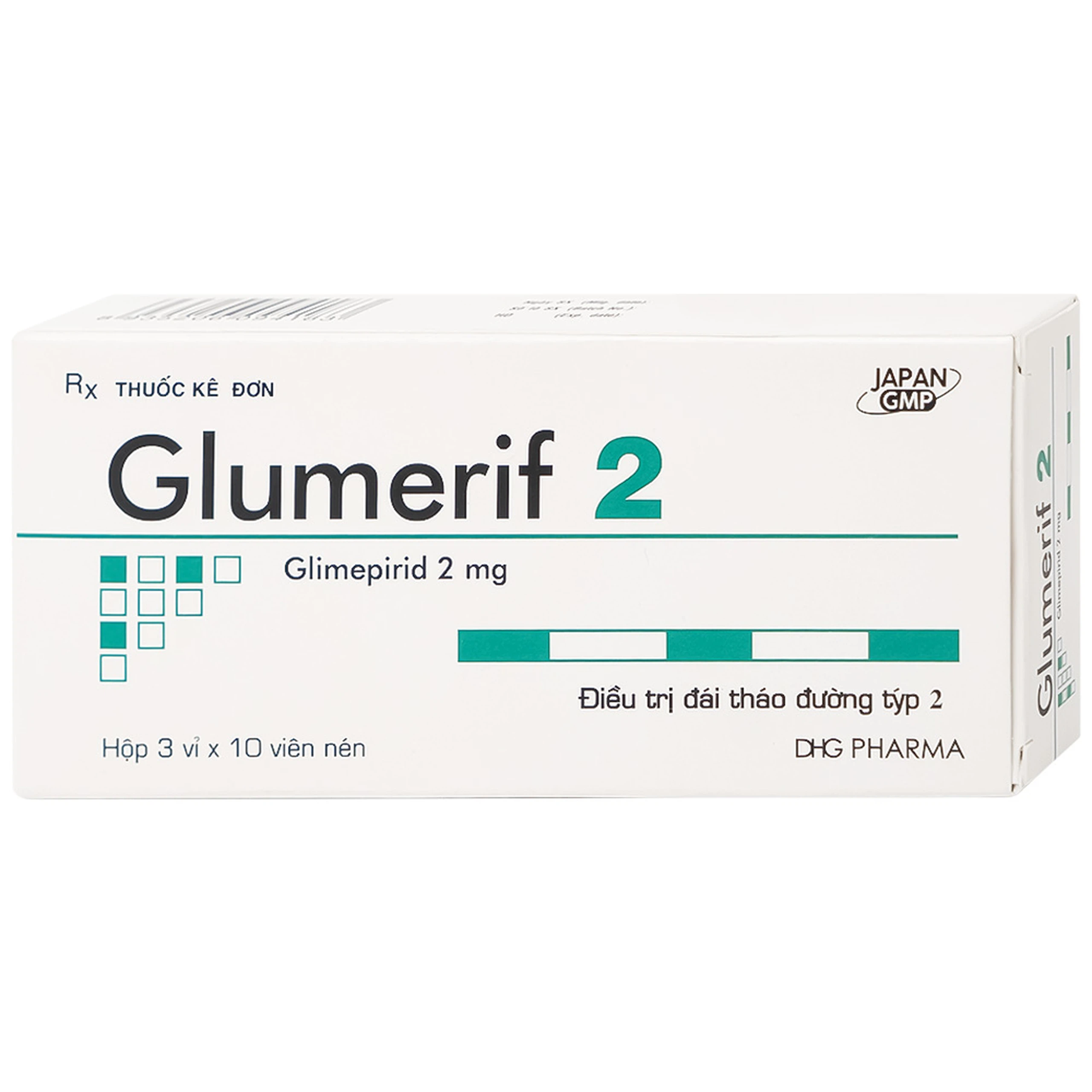 Thuốc Glumerif 2 DHG điều trị bệnh đái tháo đường tuýp 2 (3 vỉ x 10 viên)
