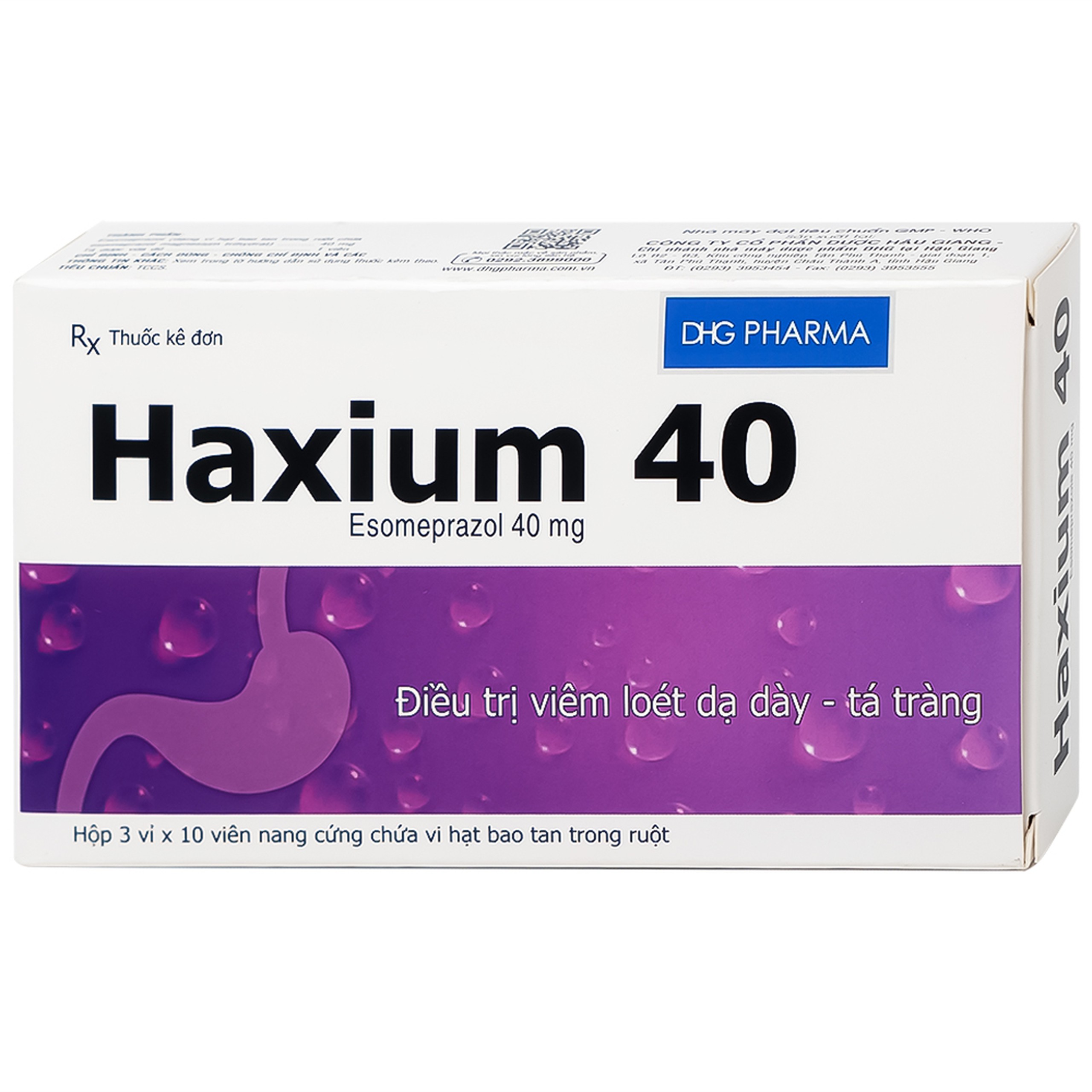 Thuốc Haxium 40 DHG hỗ trợ phòng và điều trị loét dạ dày - tá tràng (3 vỉ x 10 viên)