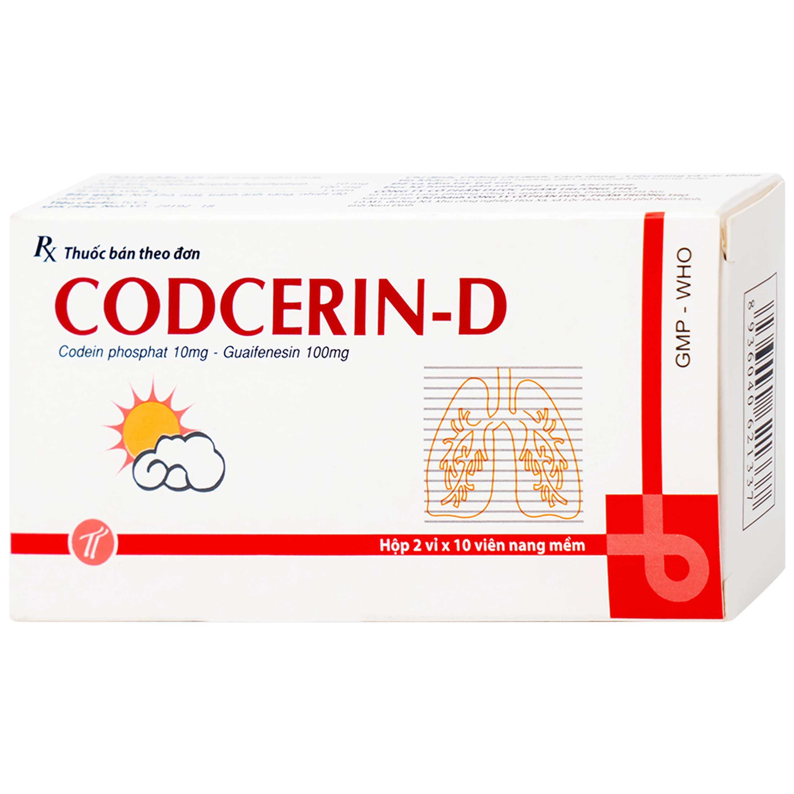 Thuốc CODCERIN-D Trường Thọ điều trị triệu chứng ho khan, ho có đờm, ho do dị ứng (2 vỉ x 10 viên)