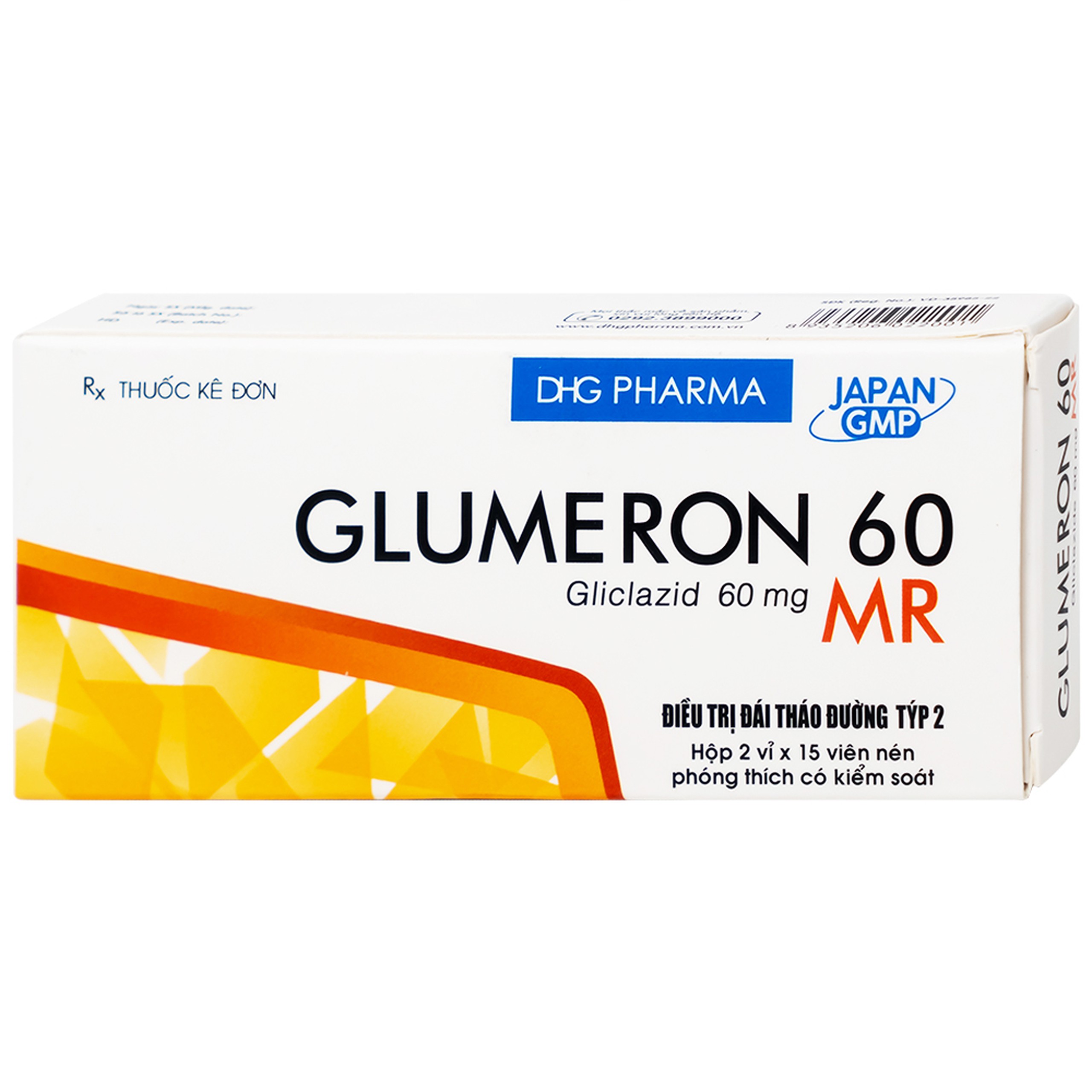Thuốc Glumeron 60 MR DHG điều trị đái tháo đường tuýp 2 (2 vỉ x 15 viên)