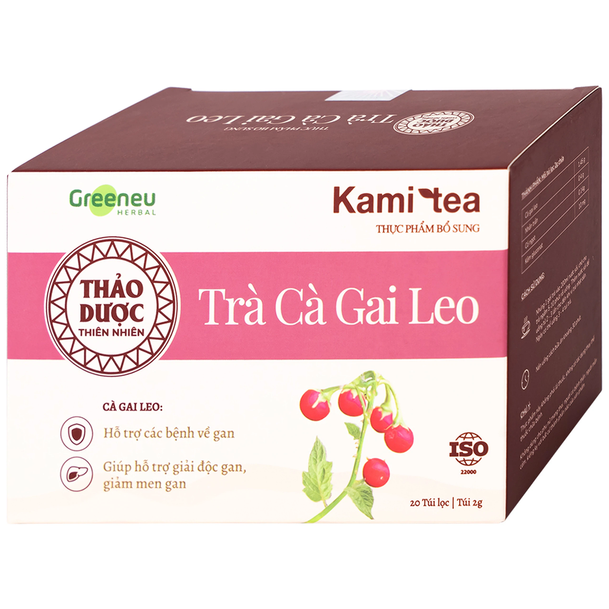 Trà Cà Gai Leo Kami tea hỗ trợ các bệnh về gan, giải độc gan, giảm men gan (20 túi)