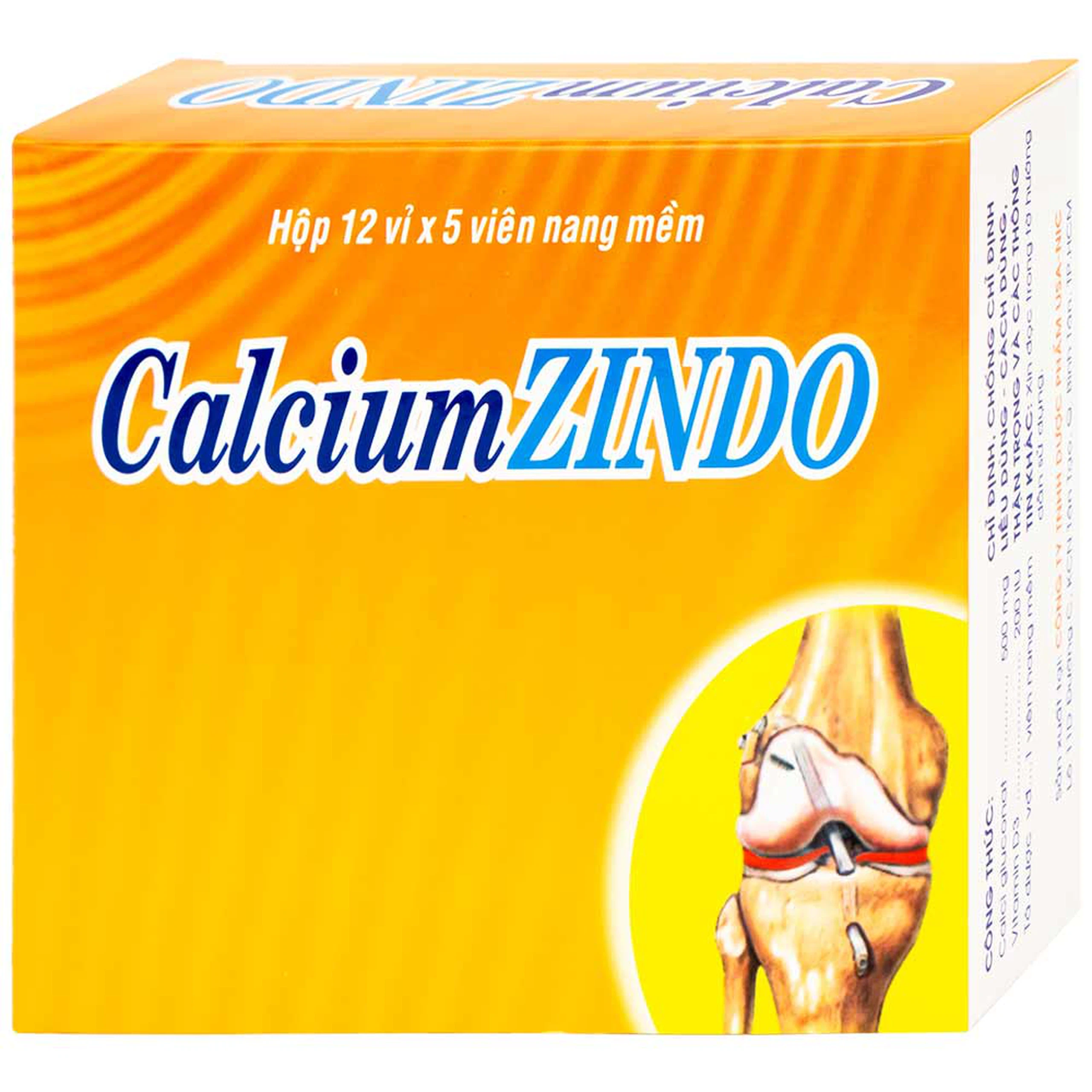 Viên nang mềm CalciumZindo USA NIC Pharma bổ sung canxi và vitamin D, phòng và điều trị loãng xương (12 vỉ x 5 viên)