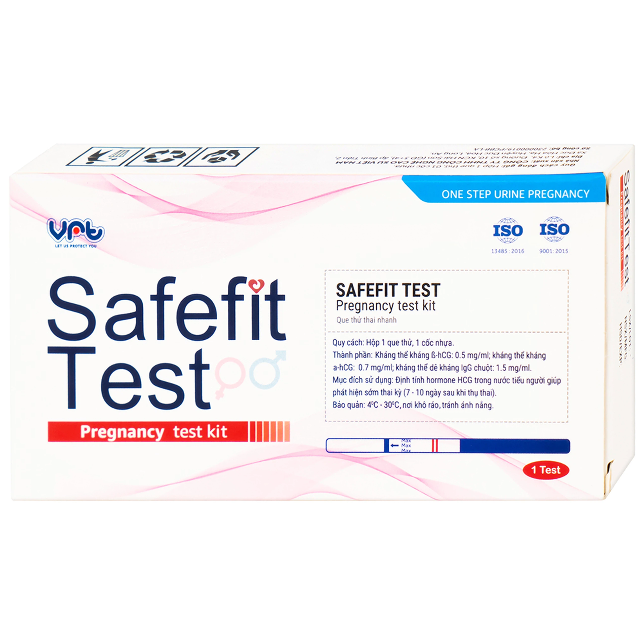 Que thử thai nhanh Safefit Test (Hộp 1 que x 1 cốc nhựa)