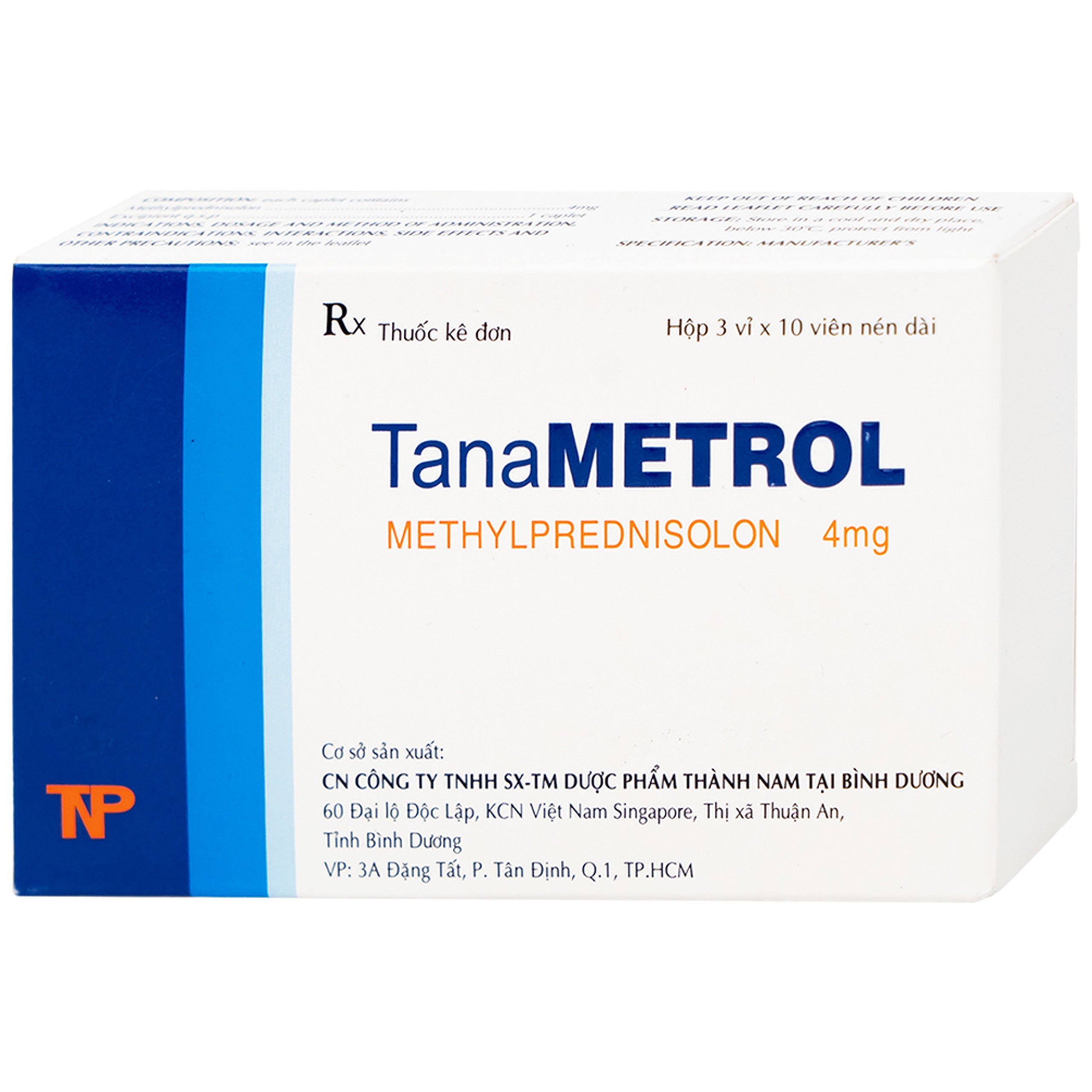 Viên nén TanaMetrol 4mg Thành Nam chống viêm và điều trị viêm khớp dạng thấp, lupus ban đỏ (3 vỉ x 10 viên)